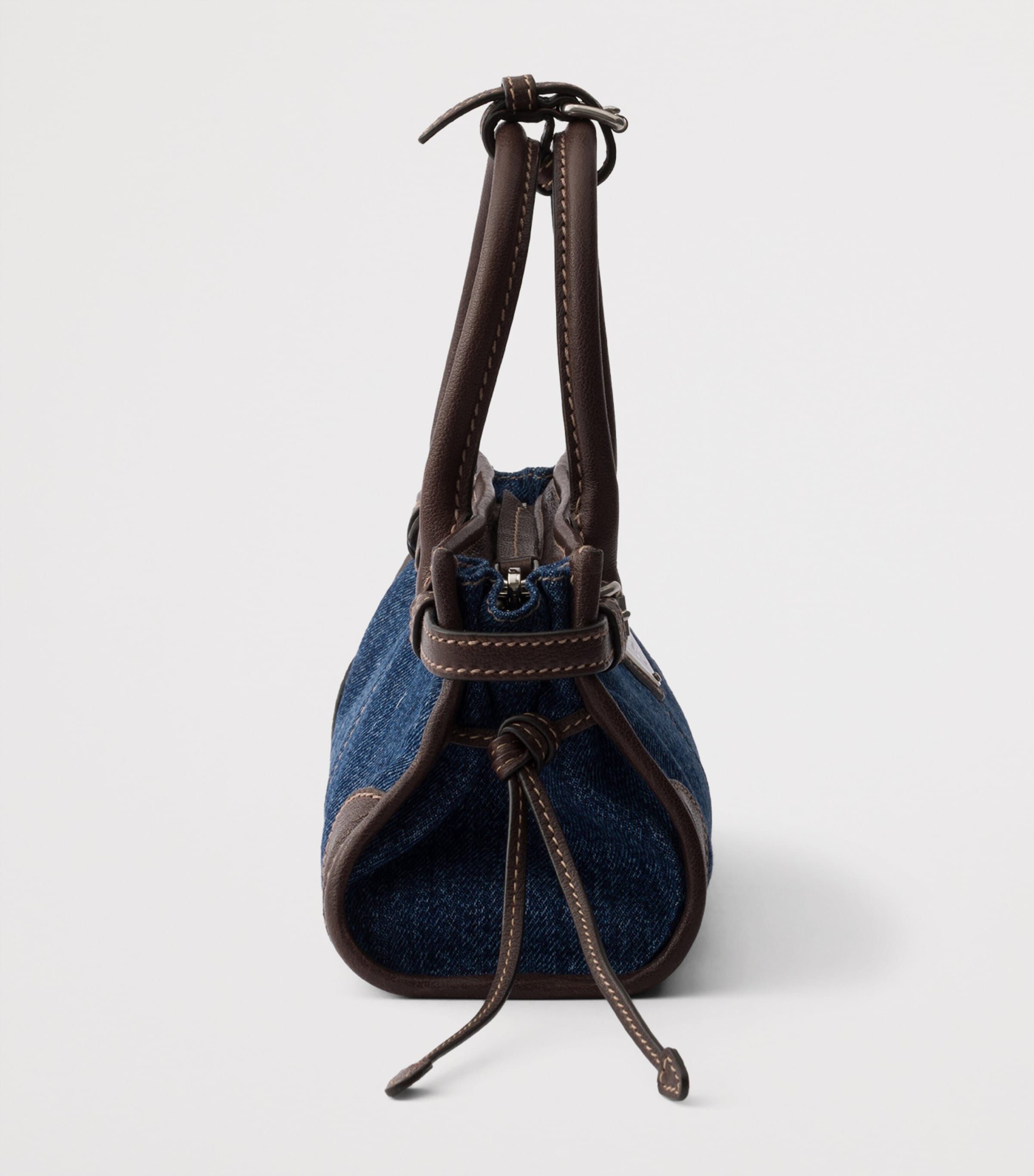 Prada Small Denim Bonnie Shoulder Bag Blue Image 5