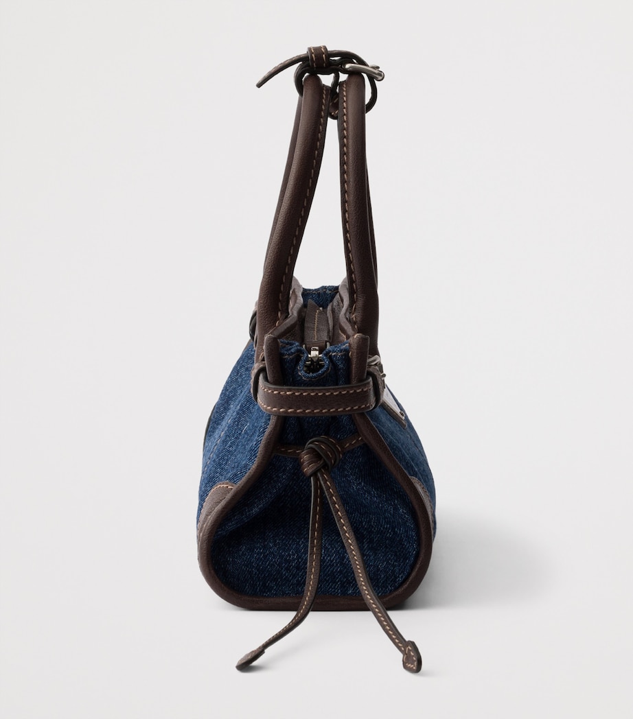 Prada Small Denim Bonnie Shoulder Bag Blue Image 5