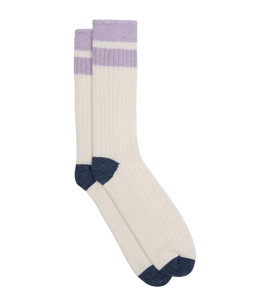 Dunhill Mens Cashmere-Cotton Stripe Socks Image 1