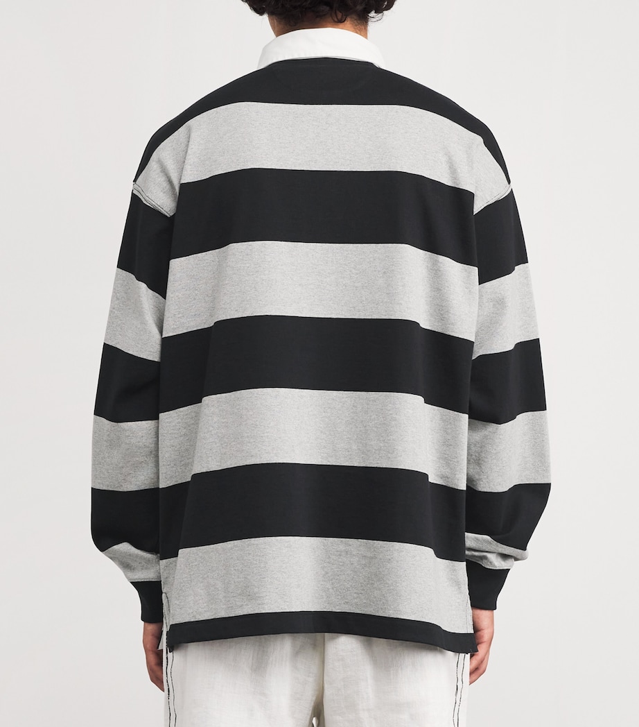 Cotton Stripe Big Fit Rugby Shirt GREY Image 4