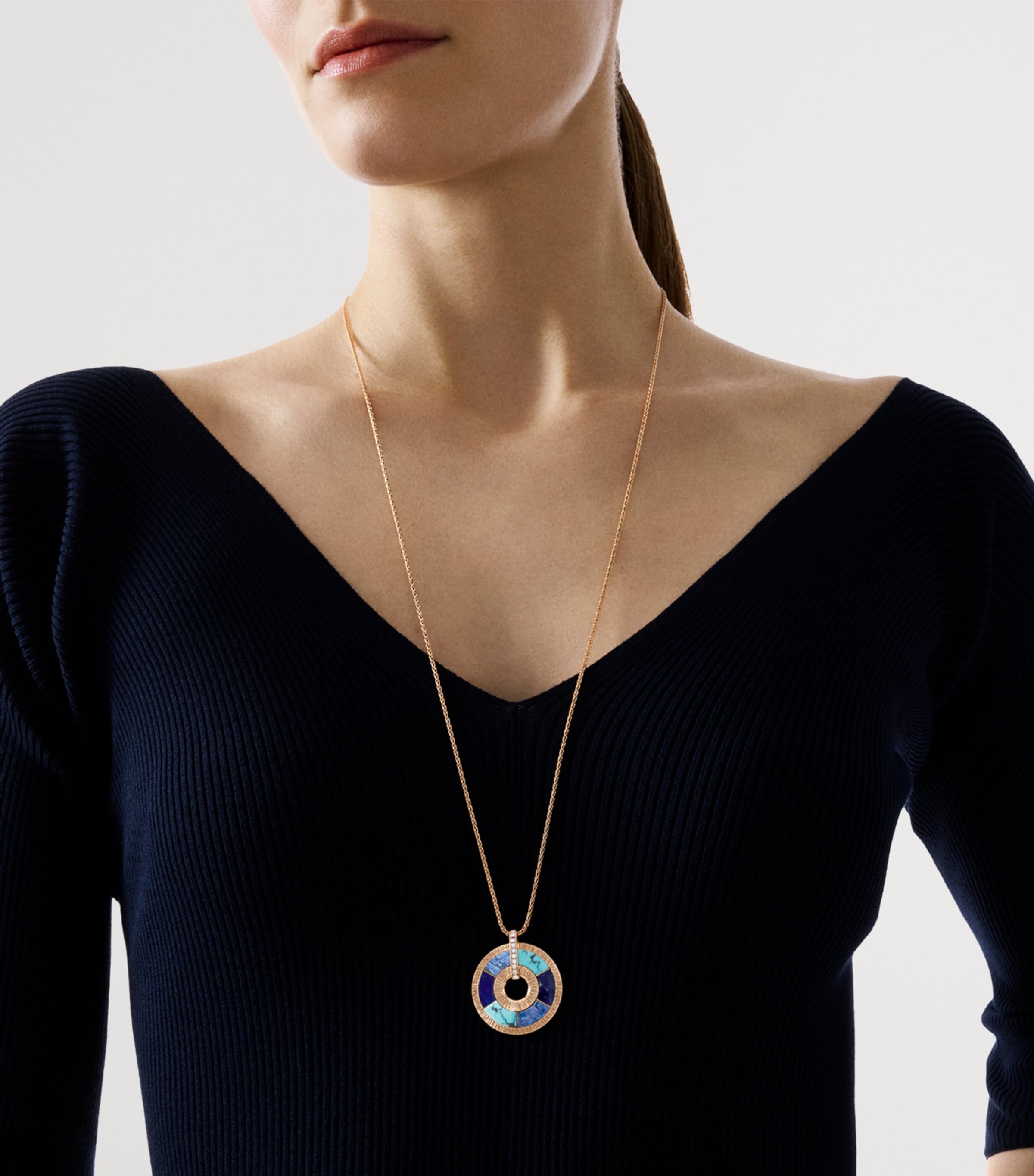 Piaget Rose Gold, Diamond, Turquoise, Sodalite and Dumortierite Possession Pendant Necklace Turquoise Image 2