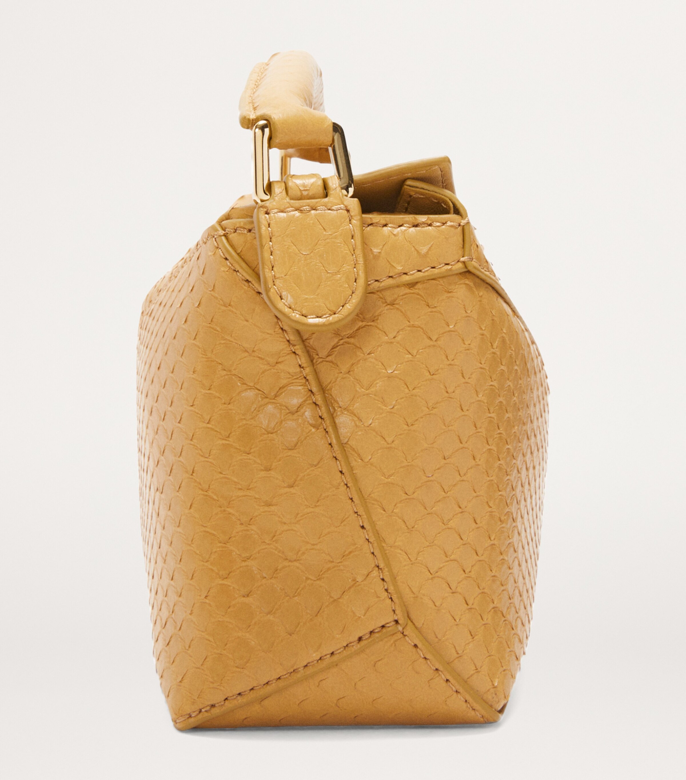 Mini Snakeskin Puzzle Edge Top-Handle Bag SAHARA Image 4