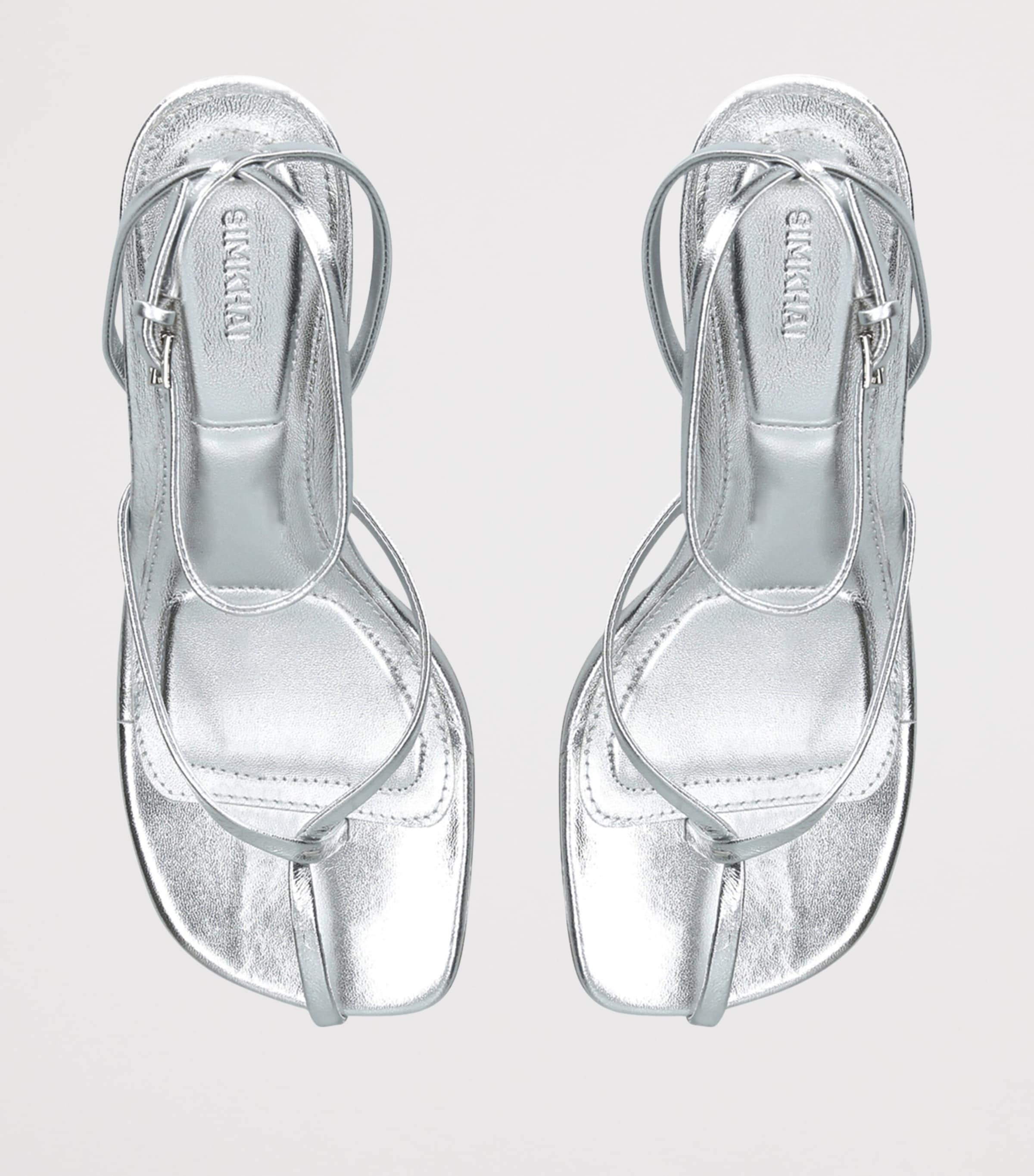 Simkhai Metallic Leather Kelsey Heeled Sandals 75 Silver Image 3