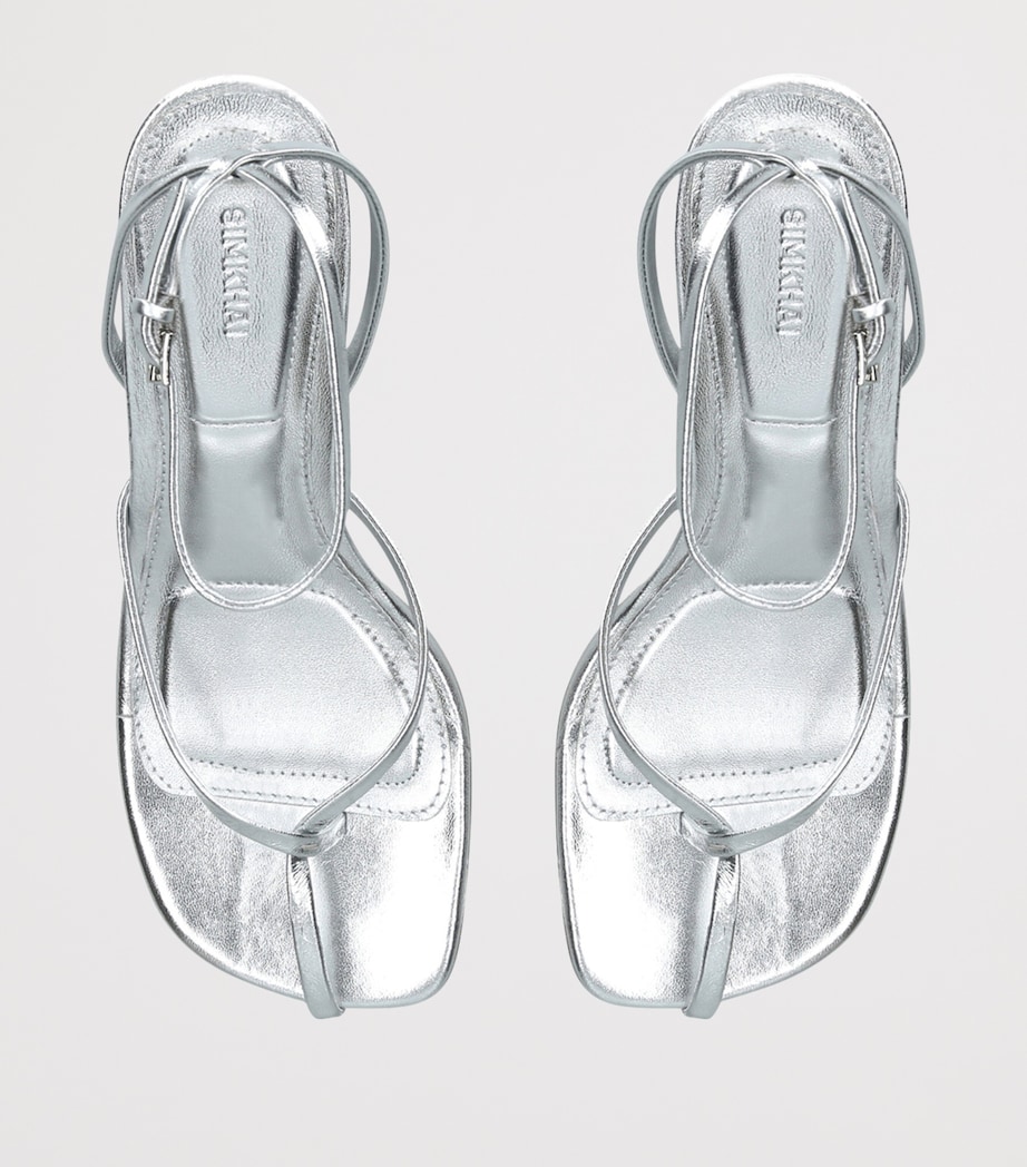 Simkhai Metallic Leather Kelsey Heeled Sandals 75 Silver Image 3