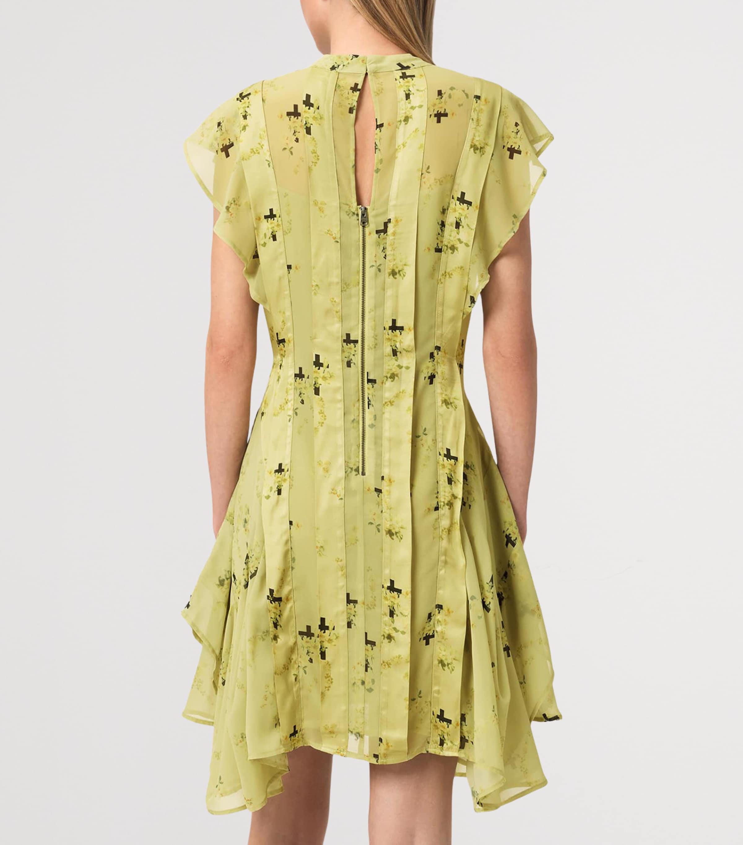 AllSaints Womens Printed Fleur Mini Dress Empoli Yellow Image 4
