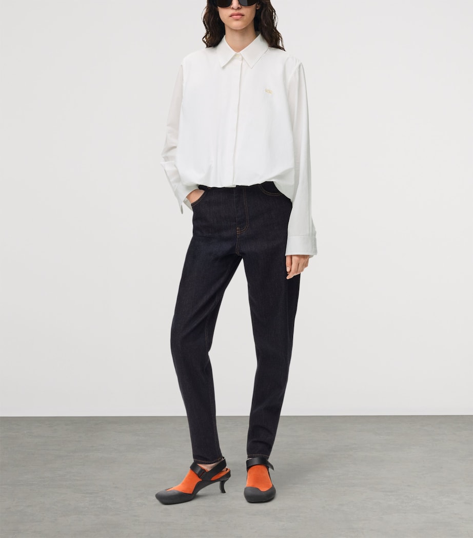 LOEWE Womens Drawstring-Hem Shirt White Image 2