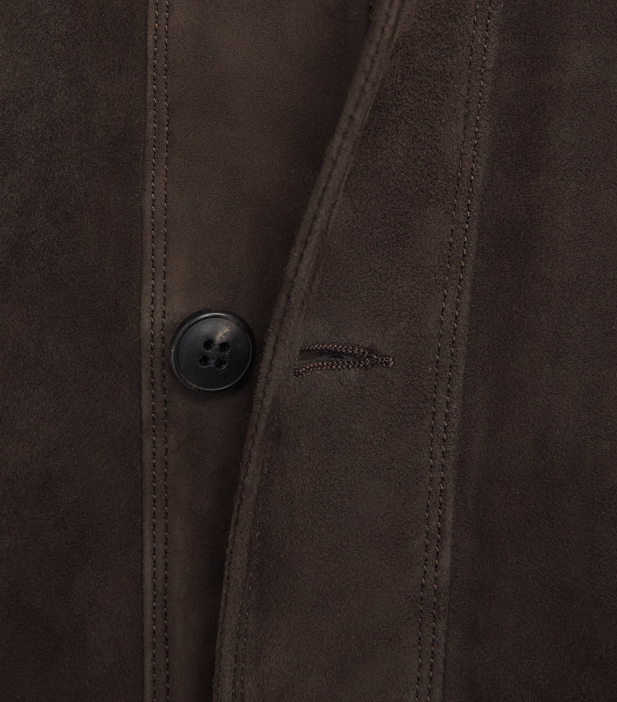 Sunspel Mens Suede Overshirt Dark Brown Image 6