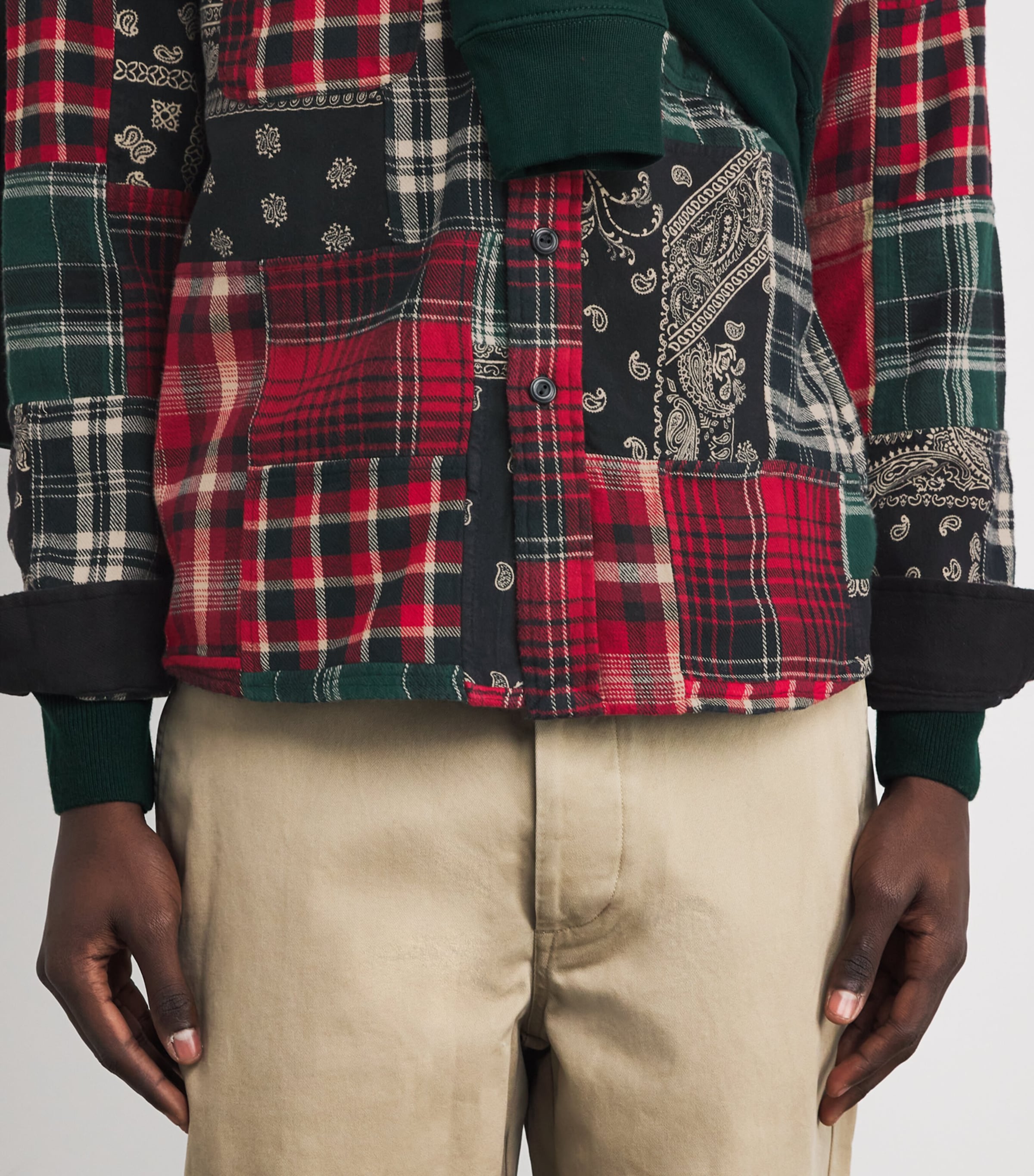 RALPH LAUREN Patchwork B.D. L/S Shirt L ラルフローレン パッチワーク ボタンダウン長袖シャツ ブルー 青 polo ポロ 1107-20 90s Ralph Lauren Patchwork BD Madras Check Shirt