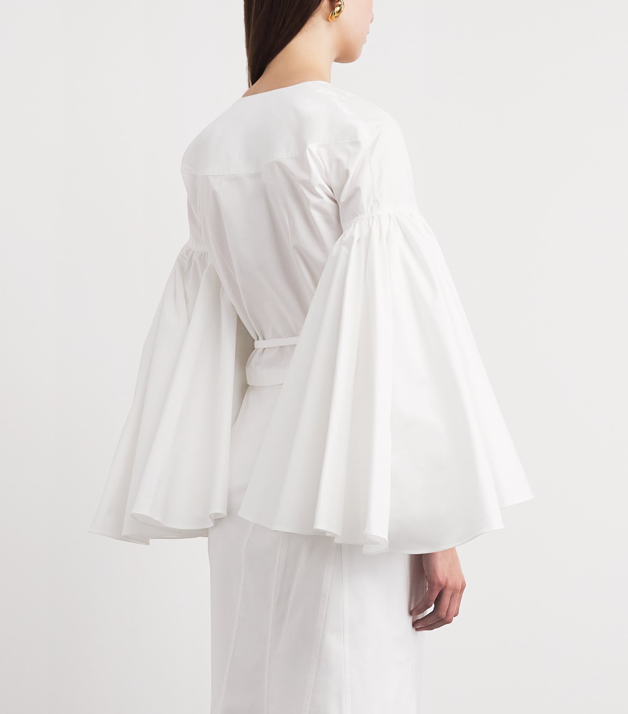 Jacquemus Womens Cotton Flared-Sleeve Paysan Blouse White Image 5