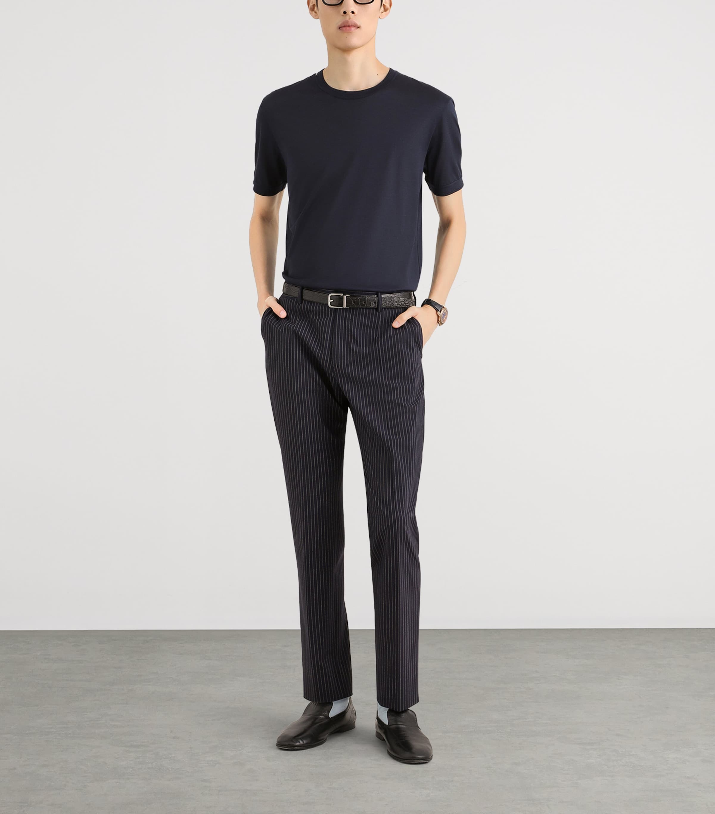 Dolce&Gabbana Mens Silk T-Shirt Very Dark Blue Image 2