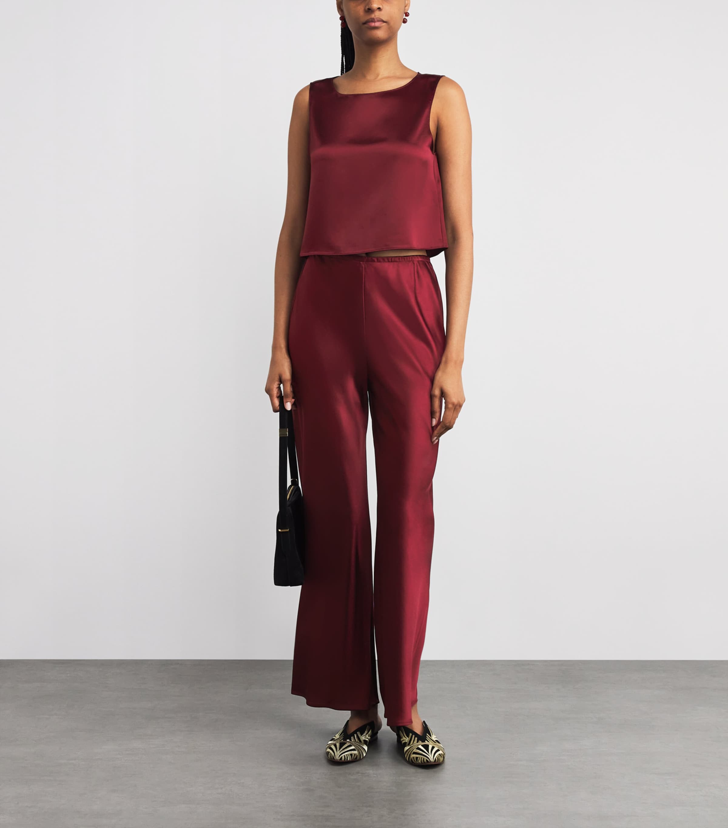 Satin Barb Tank Top BORDEAUX Image 2