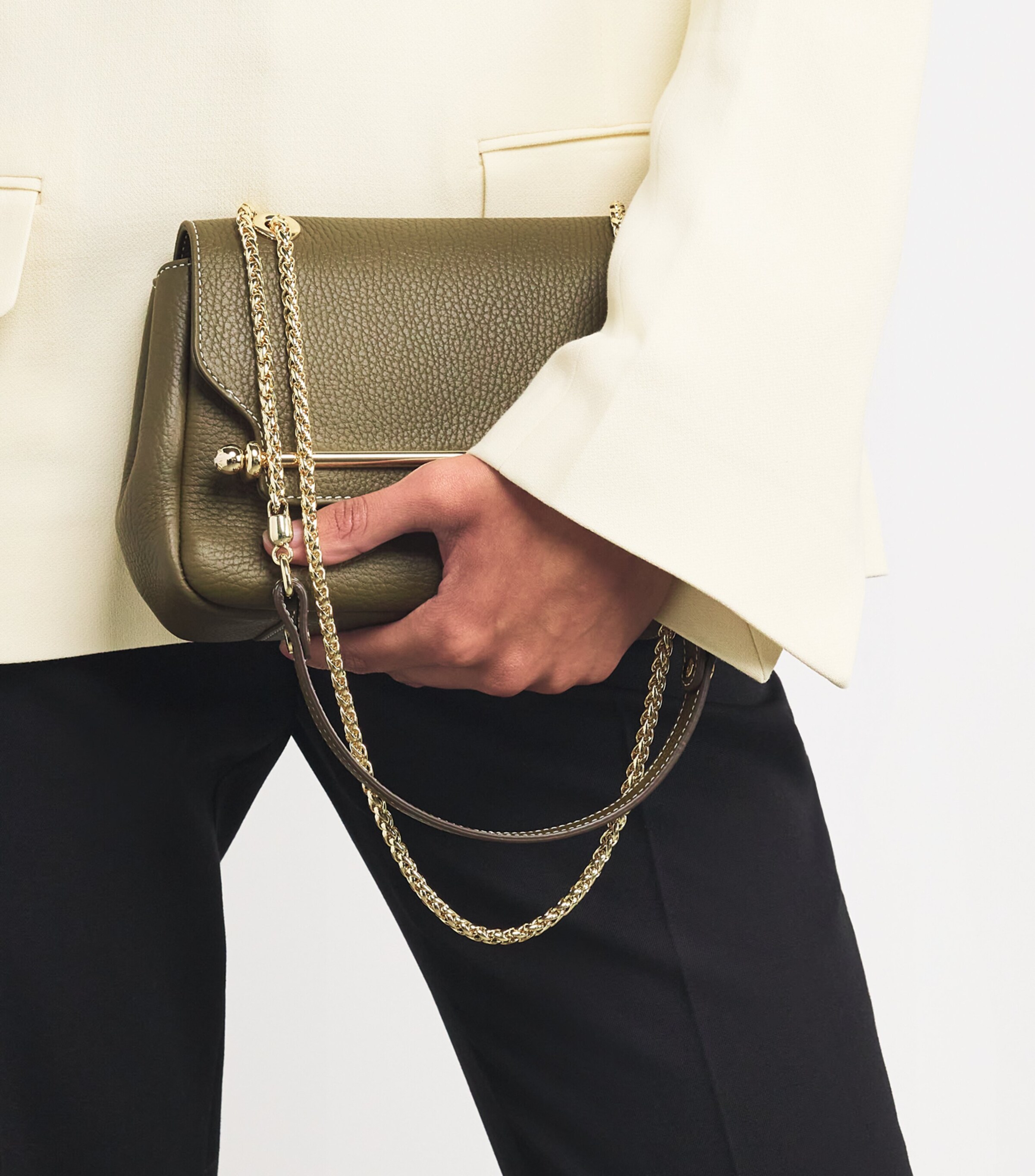 Strathberry Green Mini Leather East-West Shoulder Bag | Harrods UK