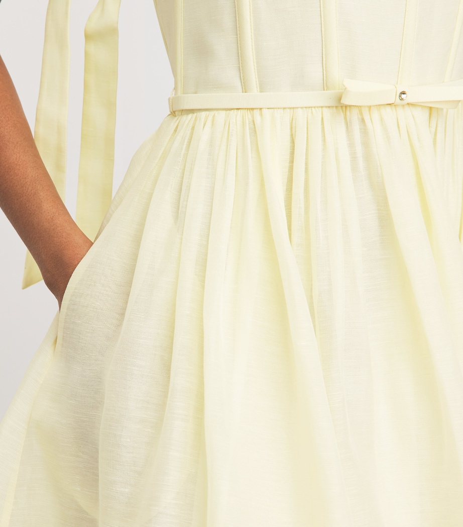 Zimmermann Womens Linen-Silk Belted Midi Dress Lemon Image 5