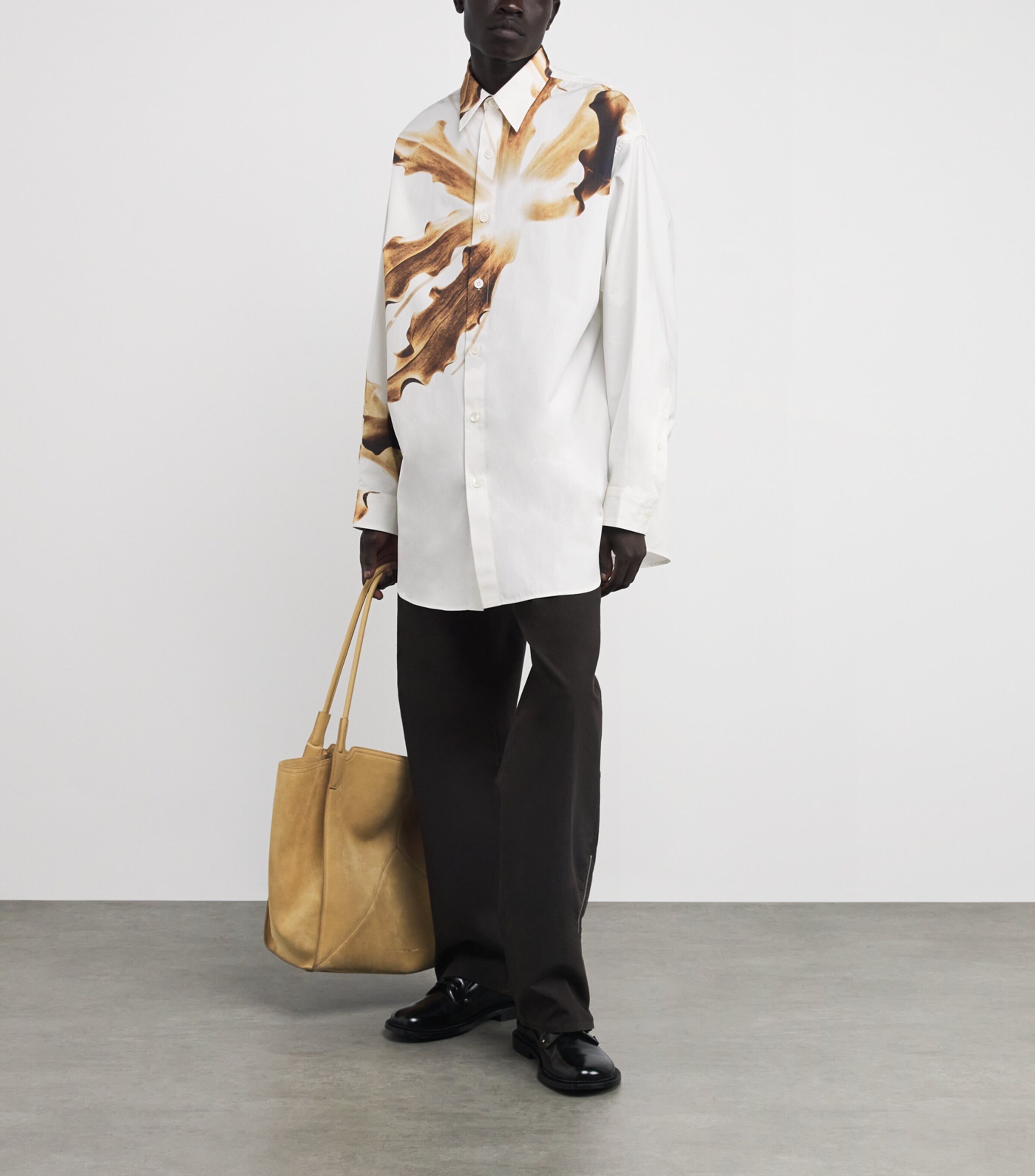 Cotton Placed Flame Lily Shirt TAN Image 2