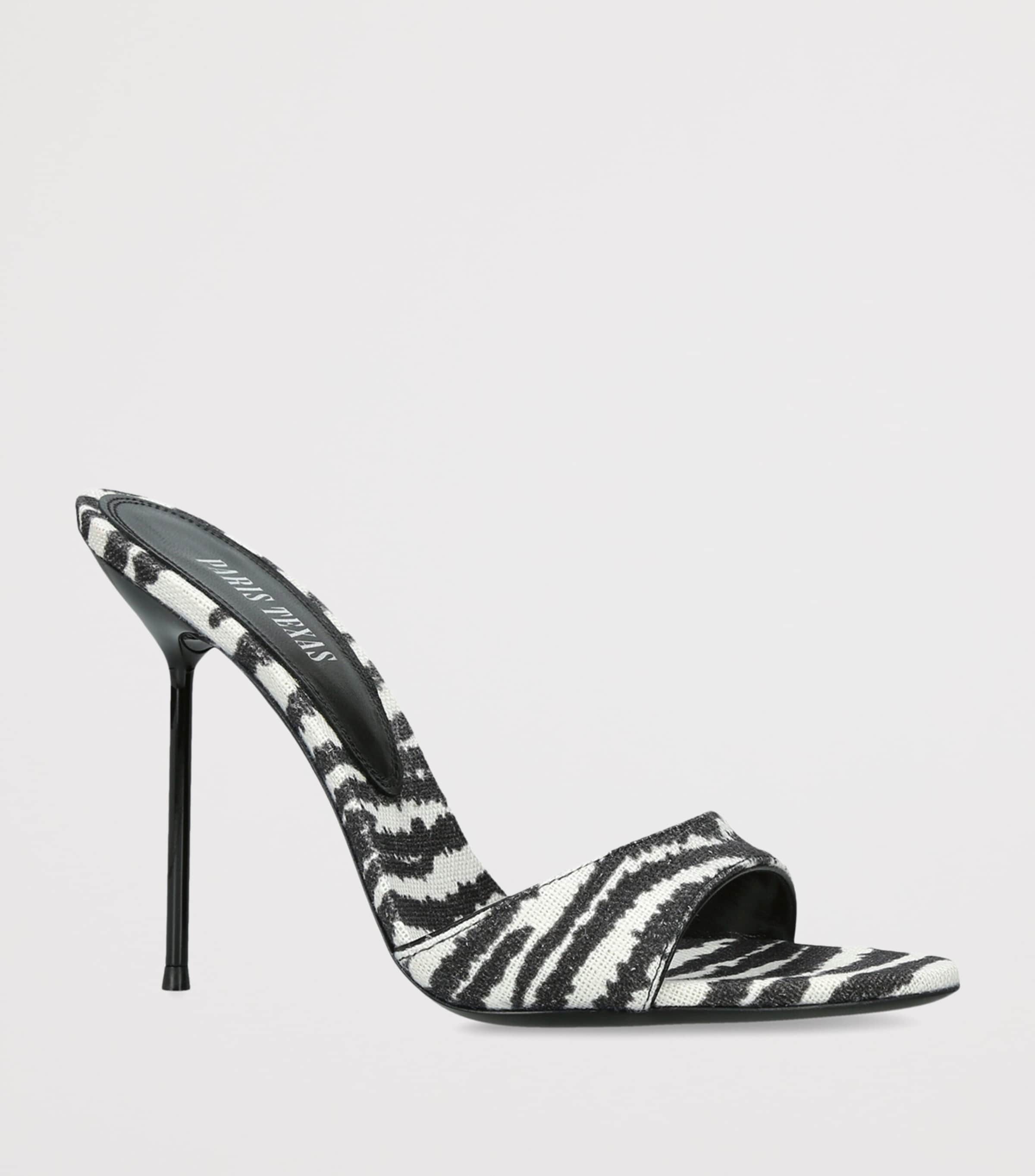 Paris Texas Canvas Zebra Lidia Mules 105 White/blk Image 3