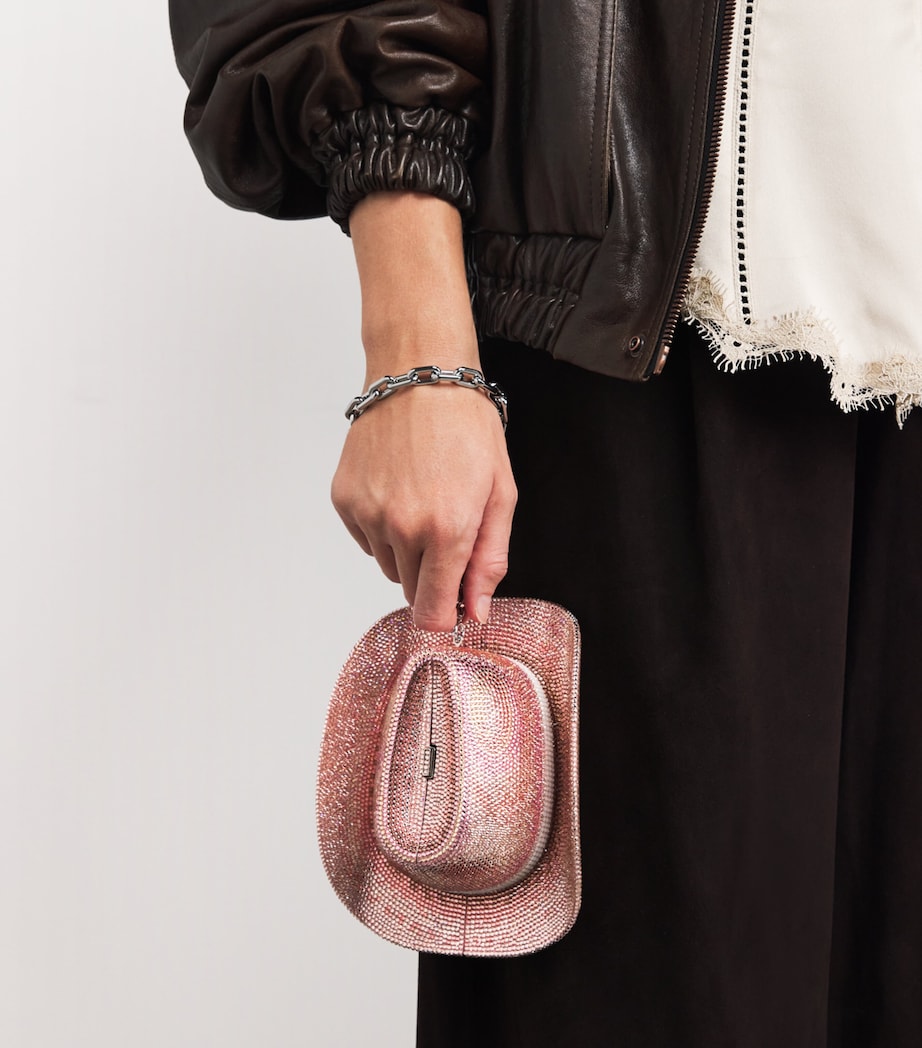 Crystal Cowboy Hat Dakota Clutch Bag SLRMT ROSE MULTI Image 2