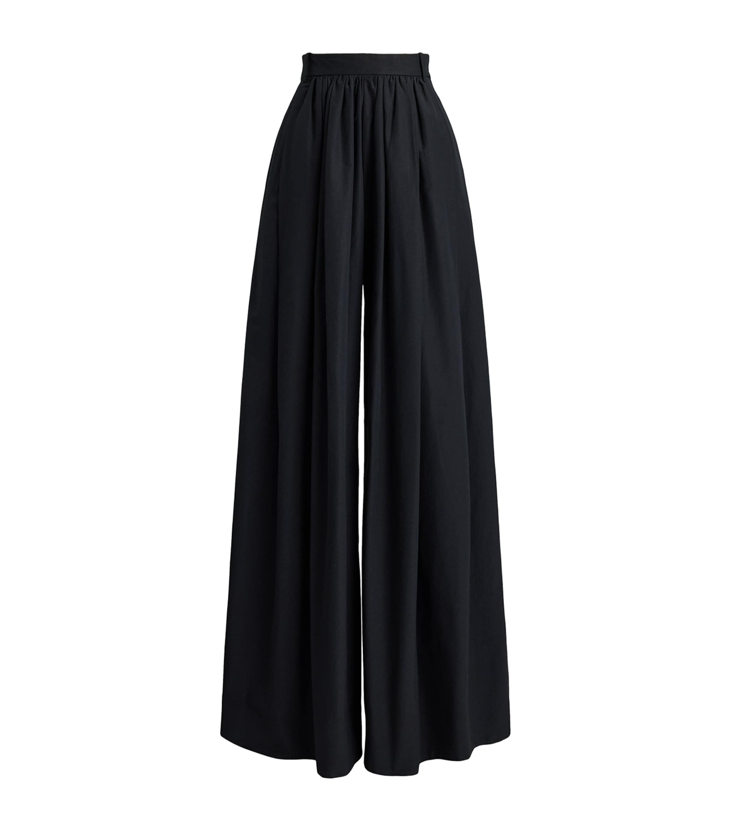 Ralph Lauren Collection Womens Cotton-Blend Poplin Vanessa Wide-Leg Trousers Black Image 1