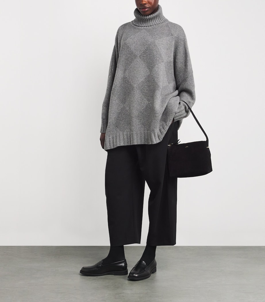 Cashmere Diamond-Jacquard Wide Sweater STONEGREY Image 2