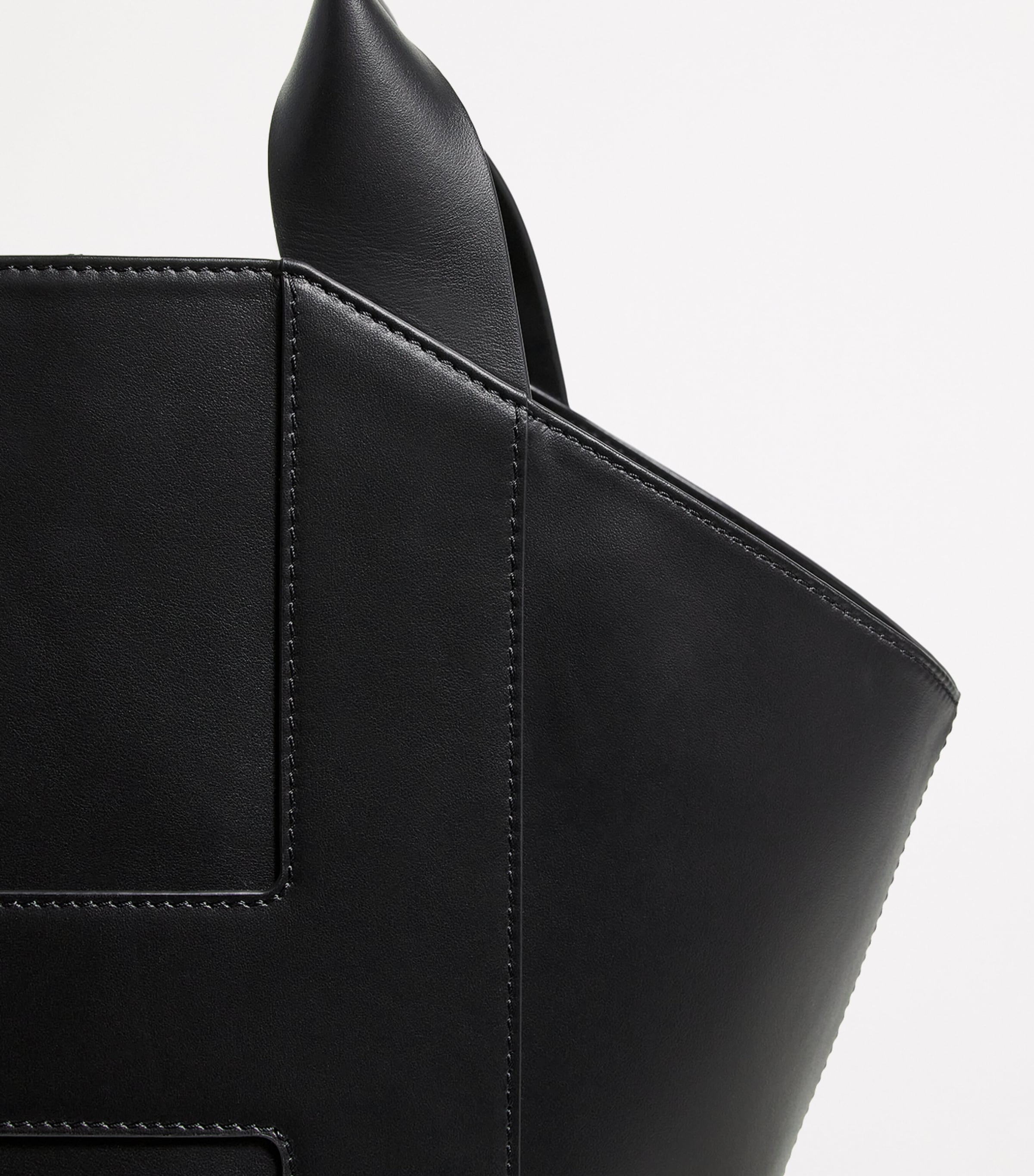 Leather H Tote Bag BLACK Image 6