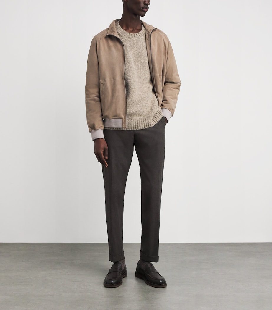 Wool Micro-Check Drawstring Trousers 08 - BROWN PLAID Image 2