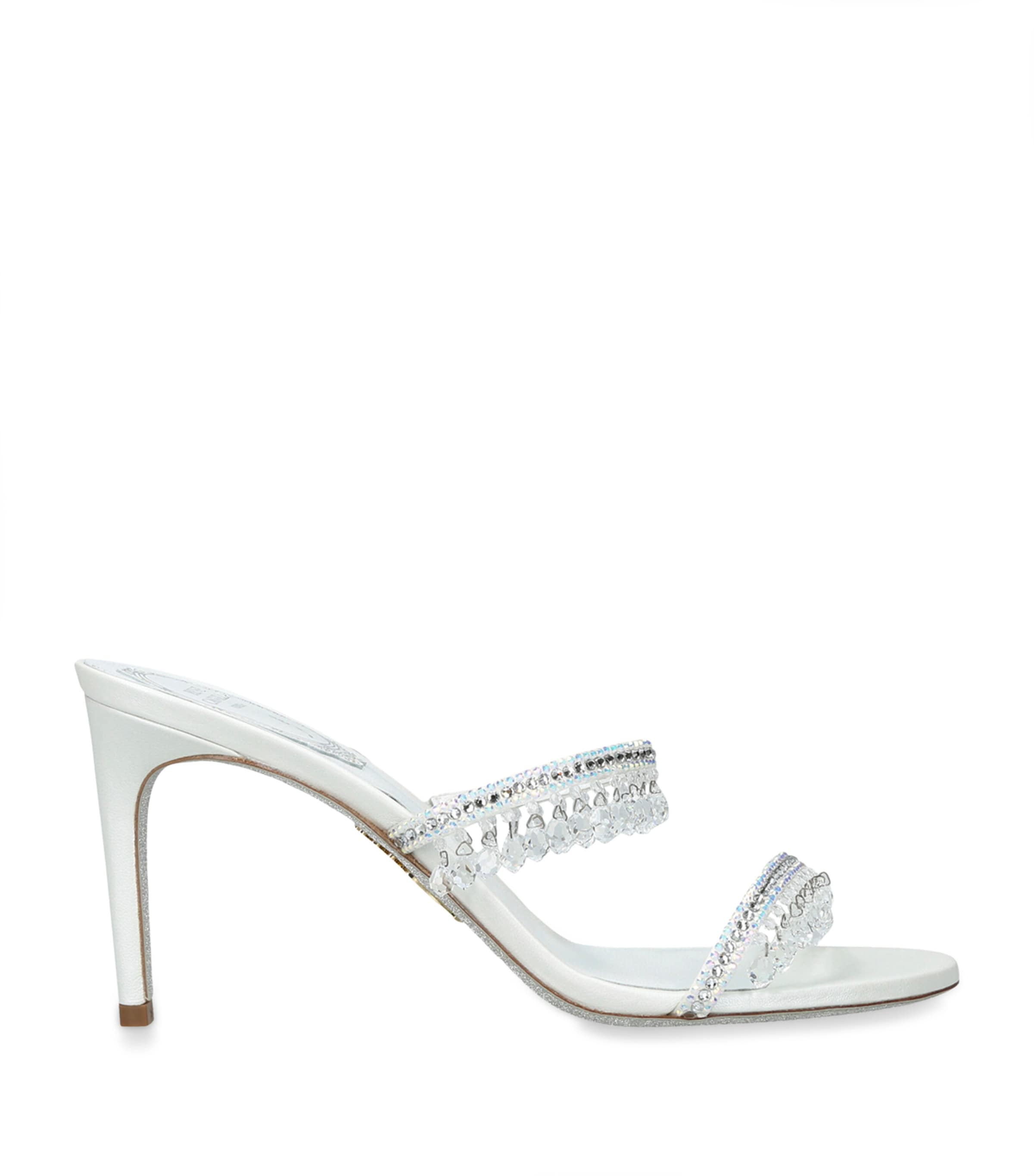 René Caovilla Embellished Chandelier Mules 80 In White