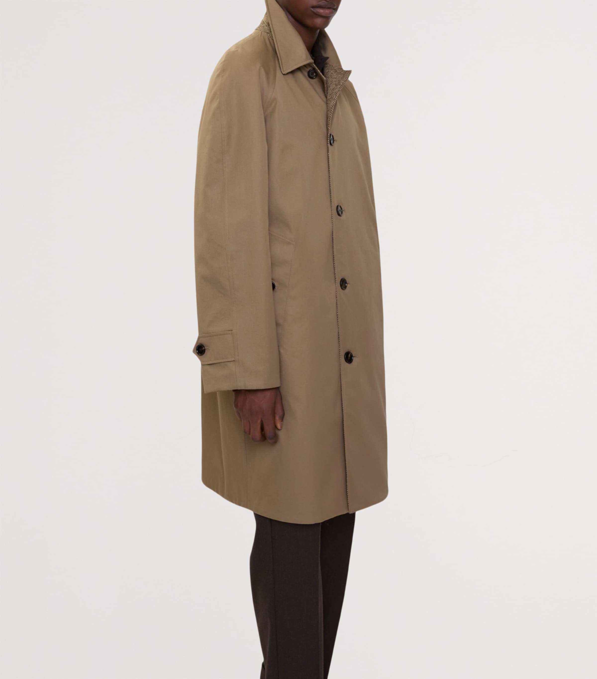 Cotton-Wool Reversible Dual Long Car Coat CLAY BROWN Image 4