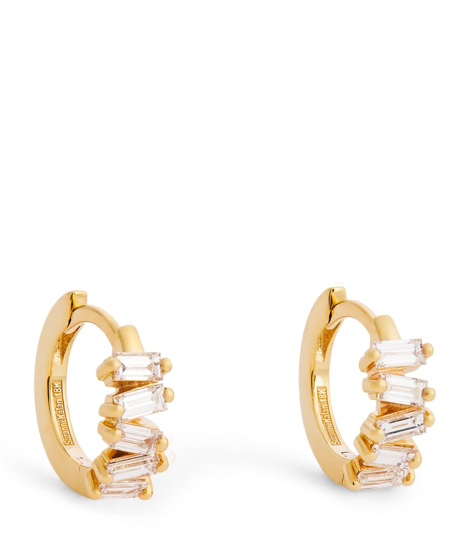 Suzanne Kalan Yellow Gold and Diamond Bold Huggie Earrings Yg/wd Image 1
