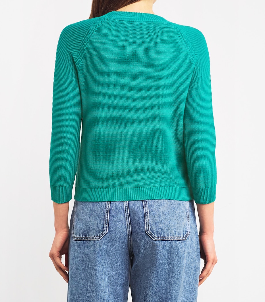 Weekend Max Mara Womens Cotton Crew-Neck Sweater Emerald Image 4