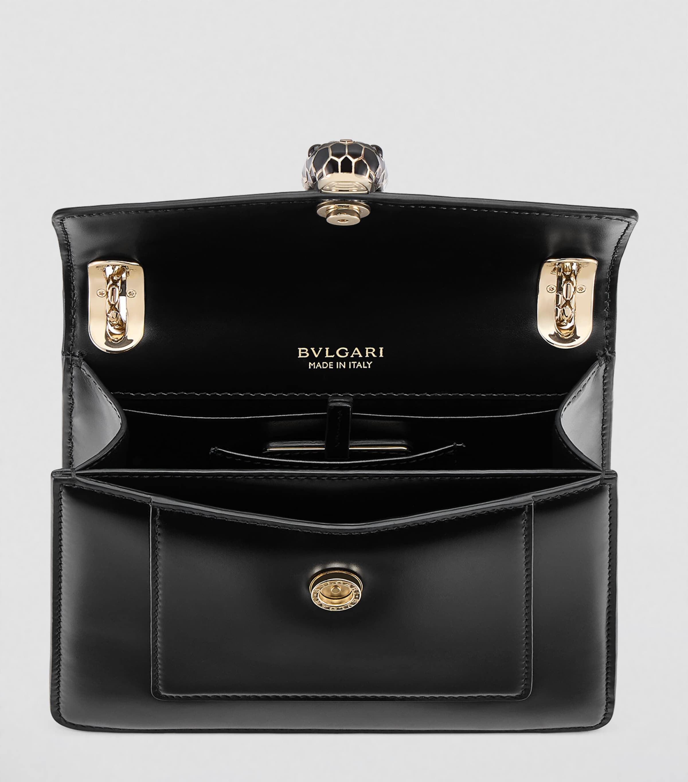 Leather Serpenti Forever Cross-Body Bag BLACK Image 3