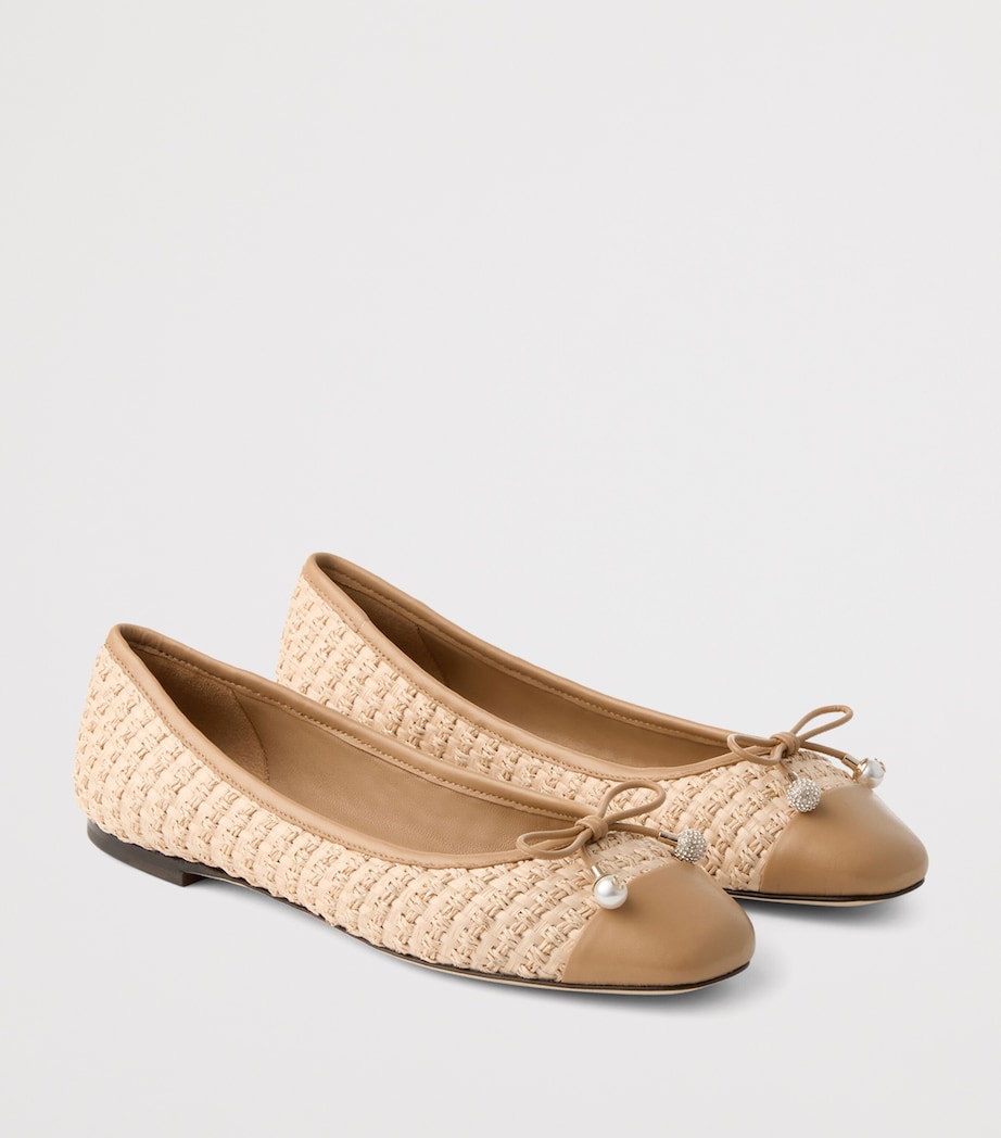Elme Leather-Raffia Ballet Flats CAPPUCCINO/NATURAL Image 6