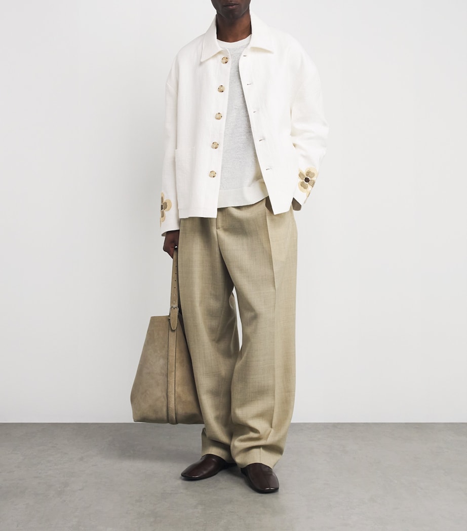 Linen-Cotton Embroidered Jacket OFF WHITE Image 2