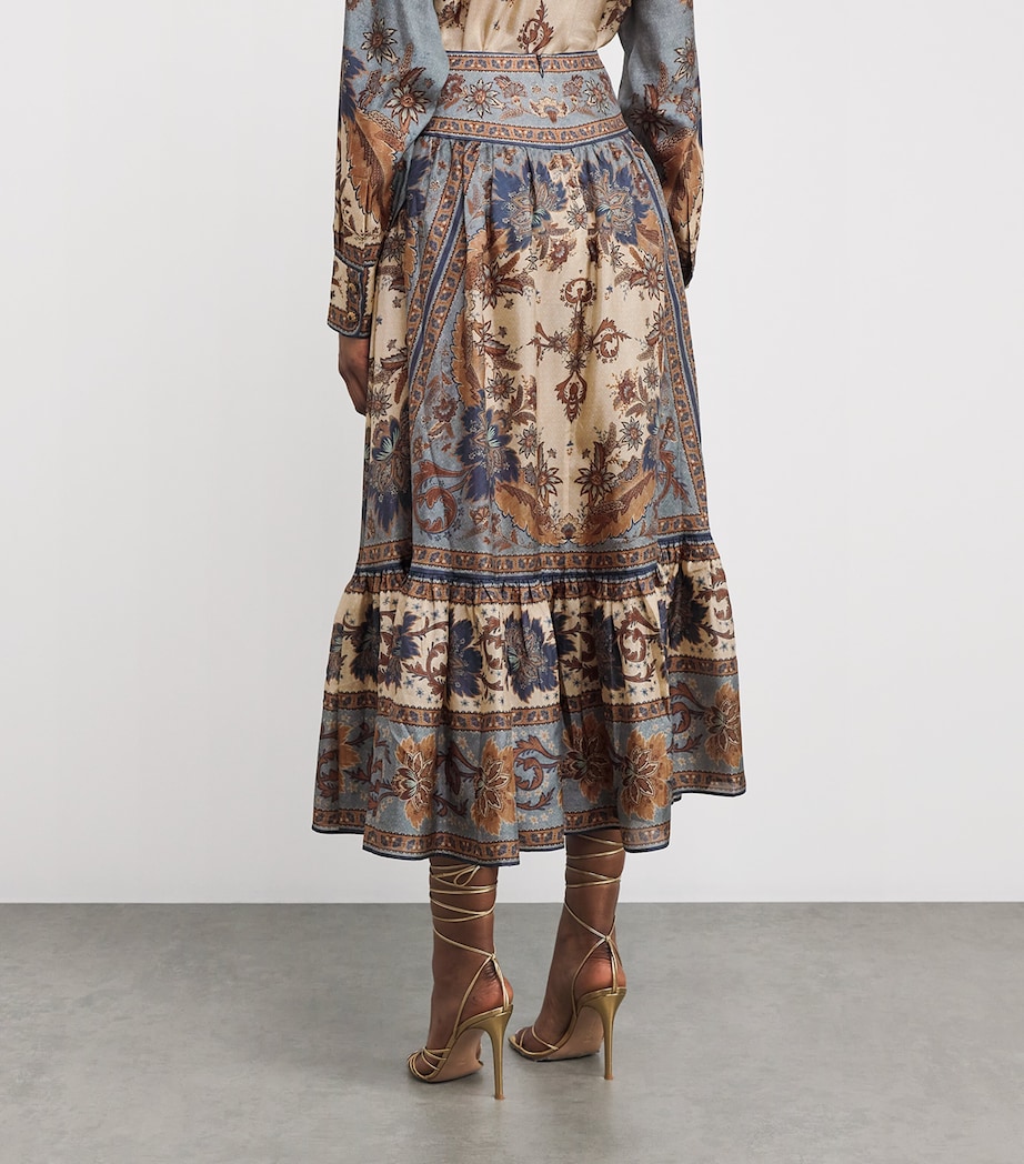 Silk Floral Ascension Midi Skirt BLCMINFLO BL/CRM I/F Image 4