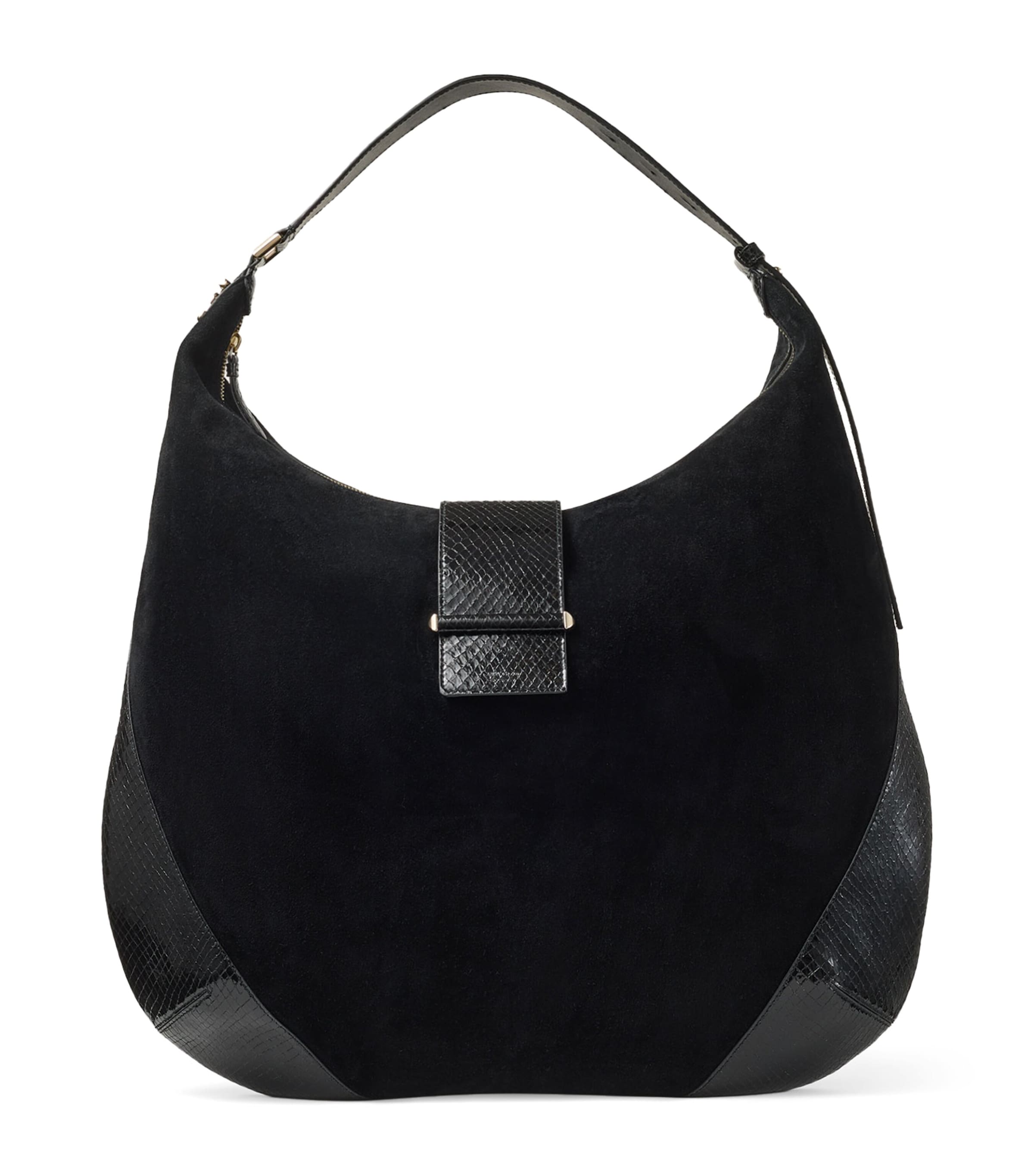 Jimmy Choo Bar Large Suede Shoulder Bag In Black