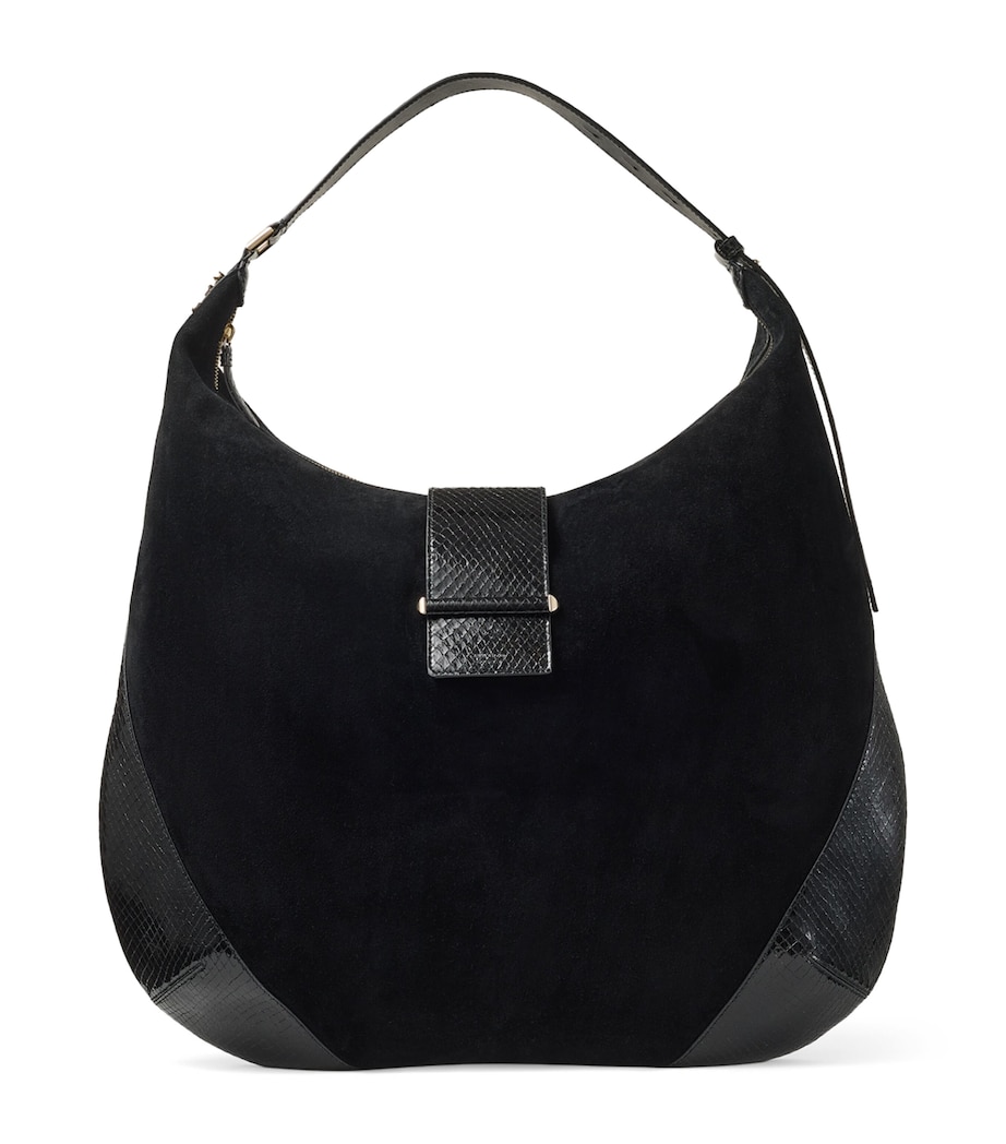 Bar Large Suede Shoulder Bag BLACK/BLACK/SHINY GO Image 1