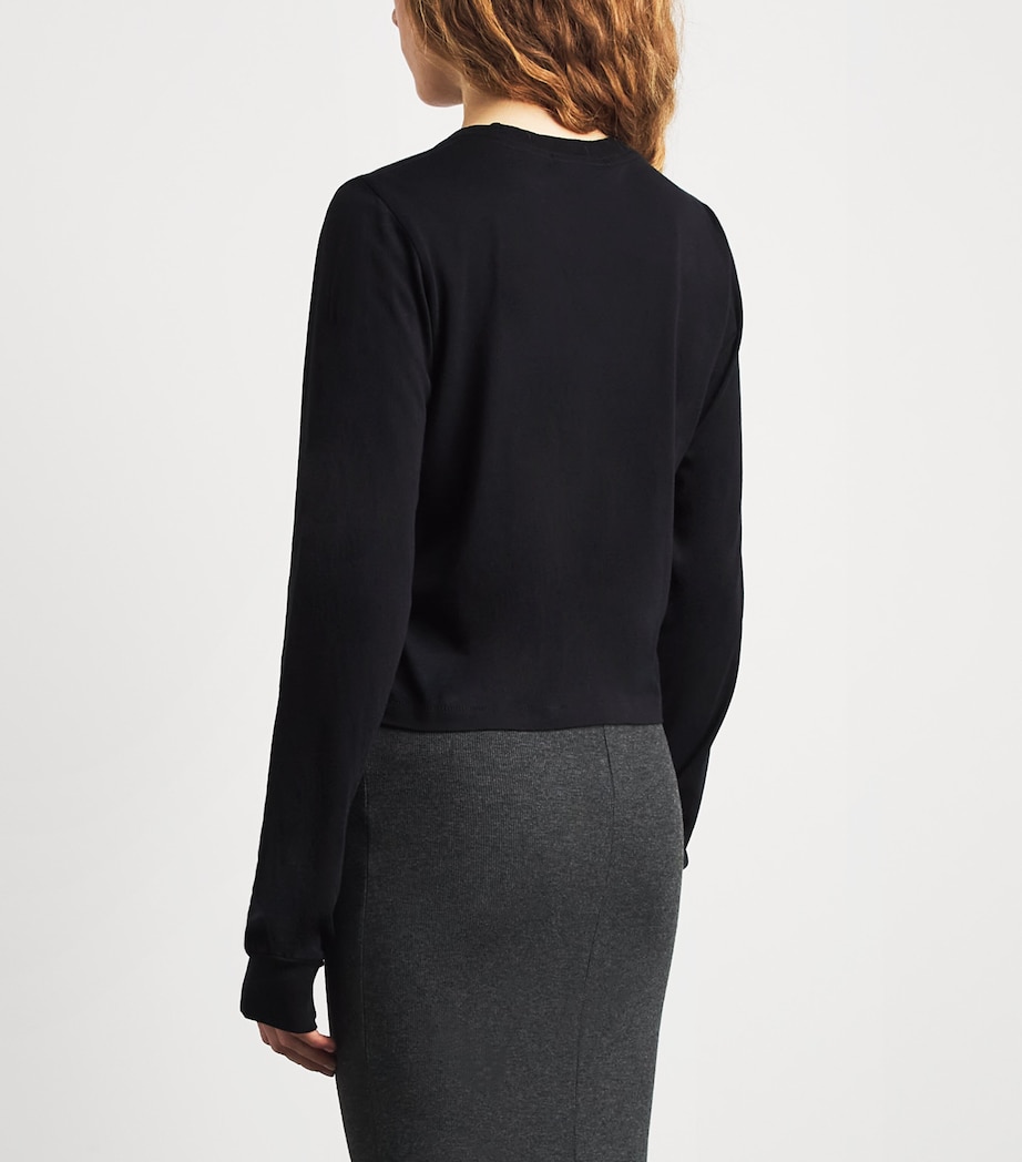 ÉTERNE Womens Long-Sleeve Cropped T-Shirt Black Image 5