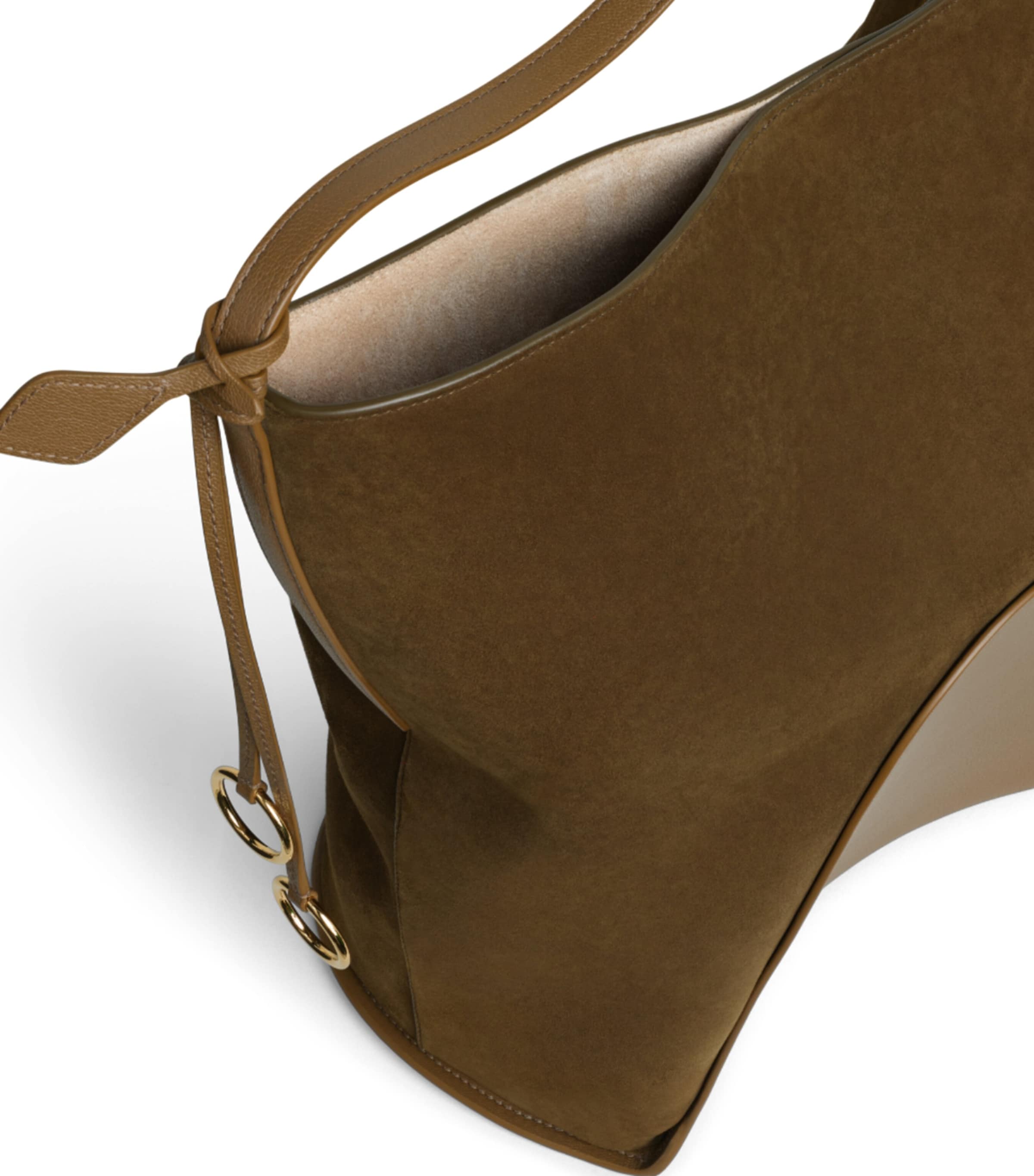 Alaïa Large Suede-Leather Hip Bucket Bag Vert Kaki Image 4