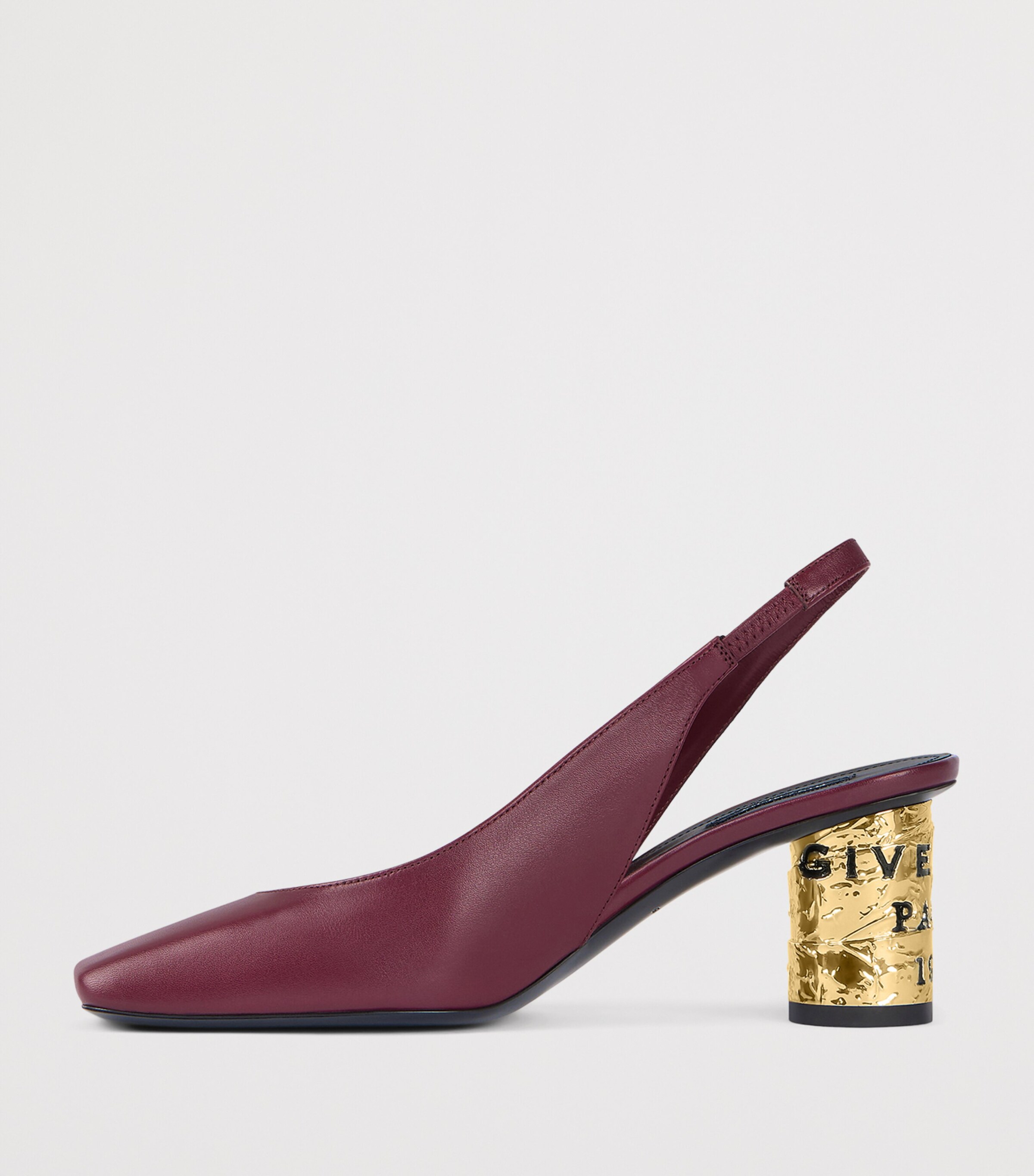 Leather Tape Slingback Pumps 65 BURGUNDY Image 3
