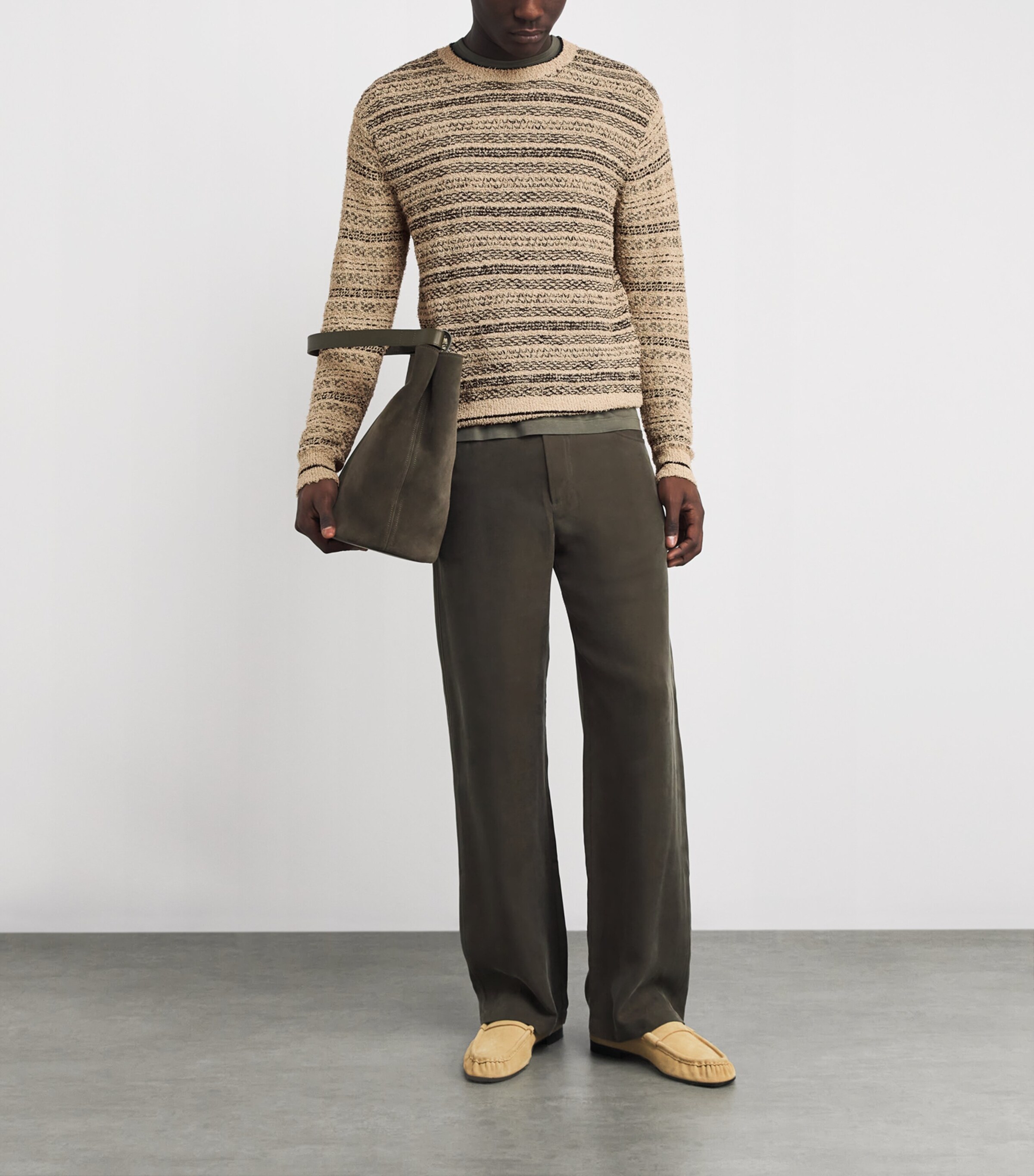 Cotton-Blend Stripe Frayed Sweater F1007 Image 2