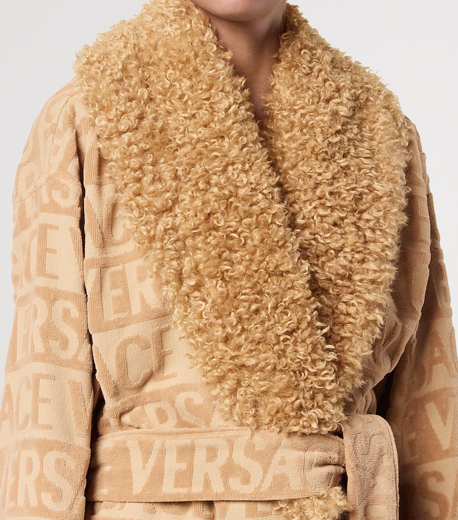 Faux Fur-Trim Monogram Dressing Gown D ANTHRCT/NOISETTE Image 3