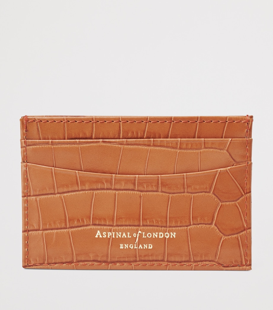 Leather Croc-Embossed Slim Card Holder MARMALADE Image 2