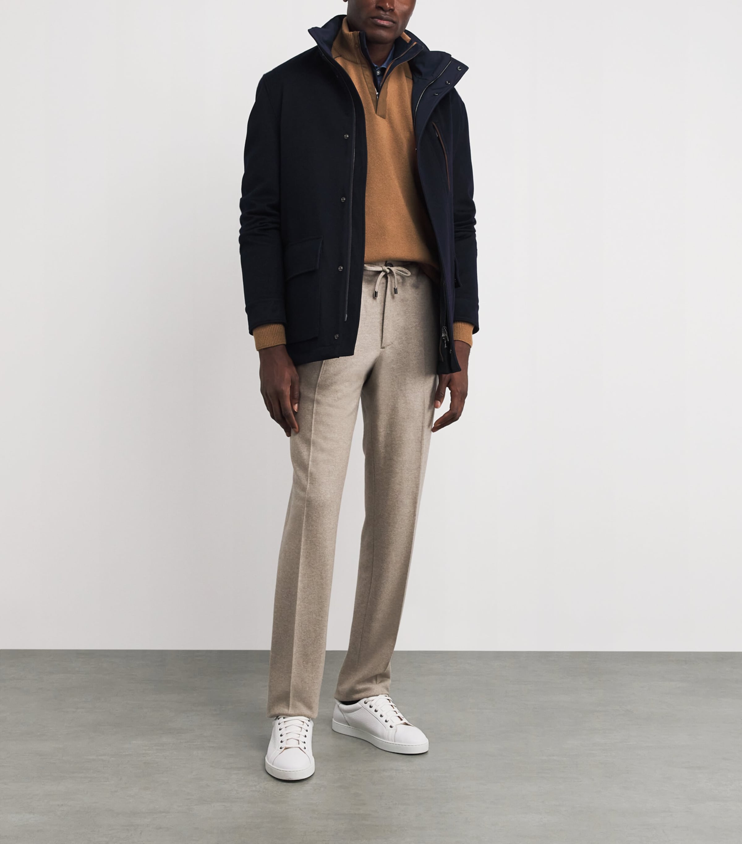 Wool-Cashmere Quarter-Zip Sweater 421BROWN Image 2