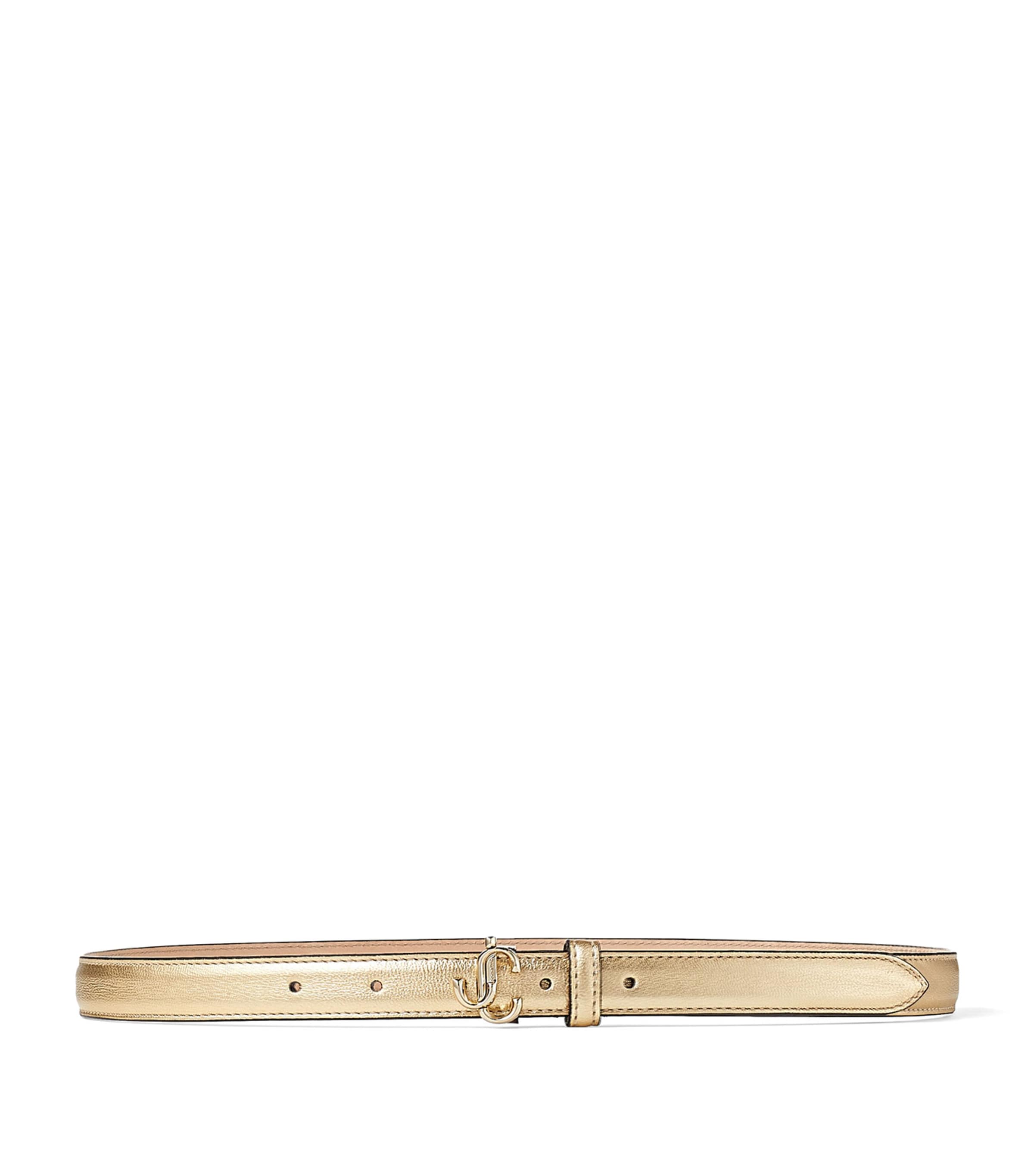 Shop Jimmy Choo Helina Mini Leather Belt In Gold