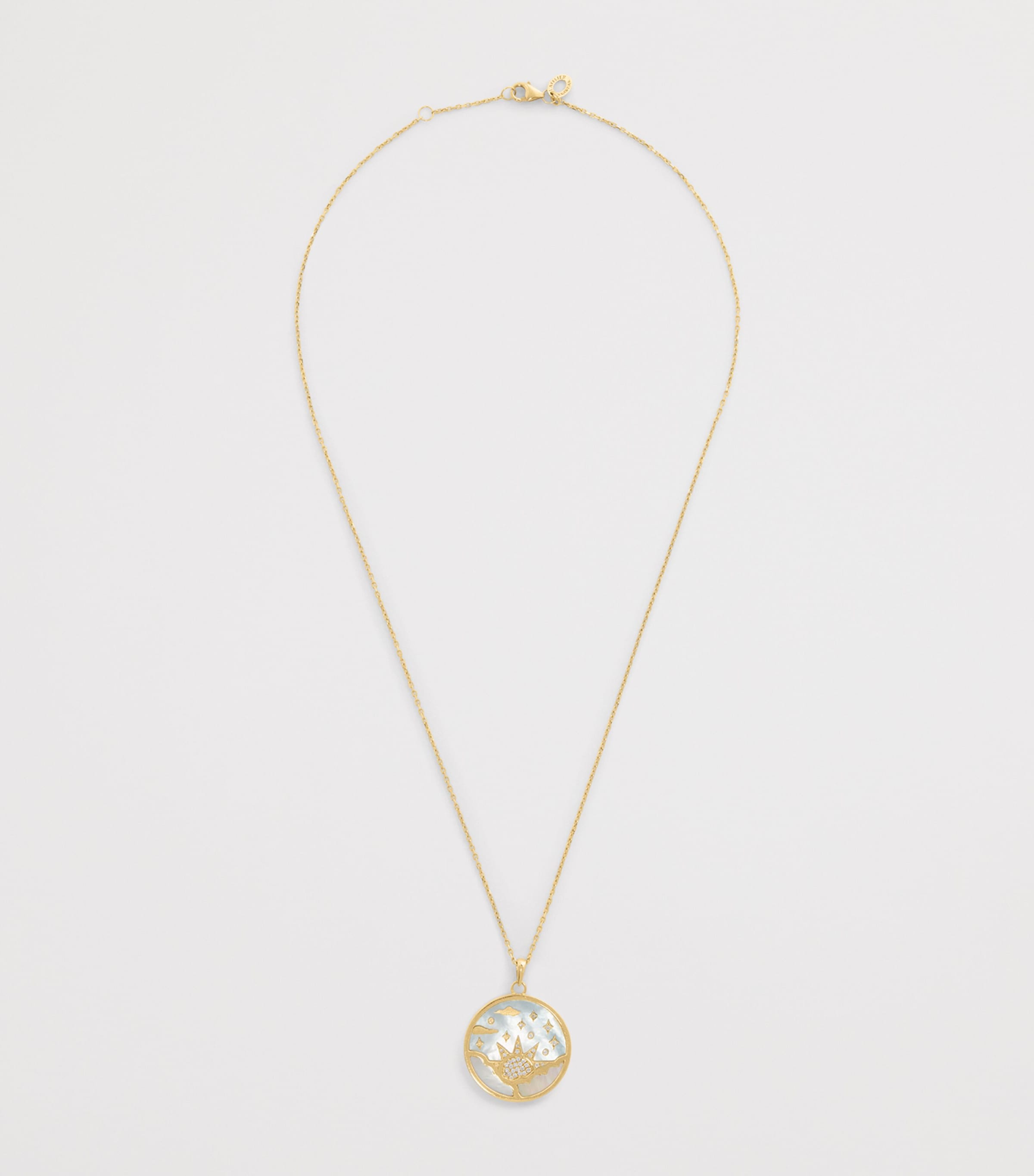 Yellow Gold and Diamond Sunrise Pendant Necklace YELLOW GOLD Image 3