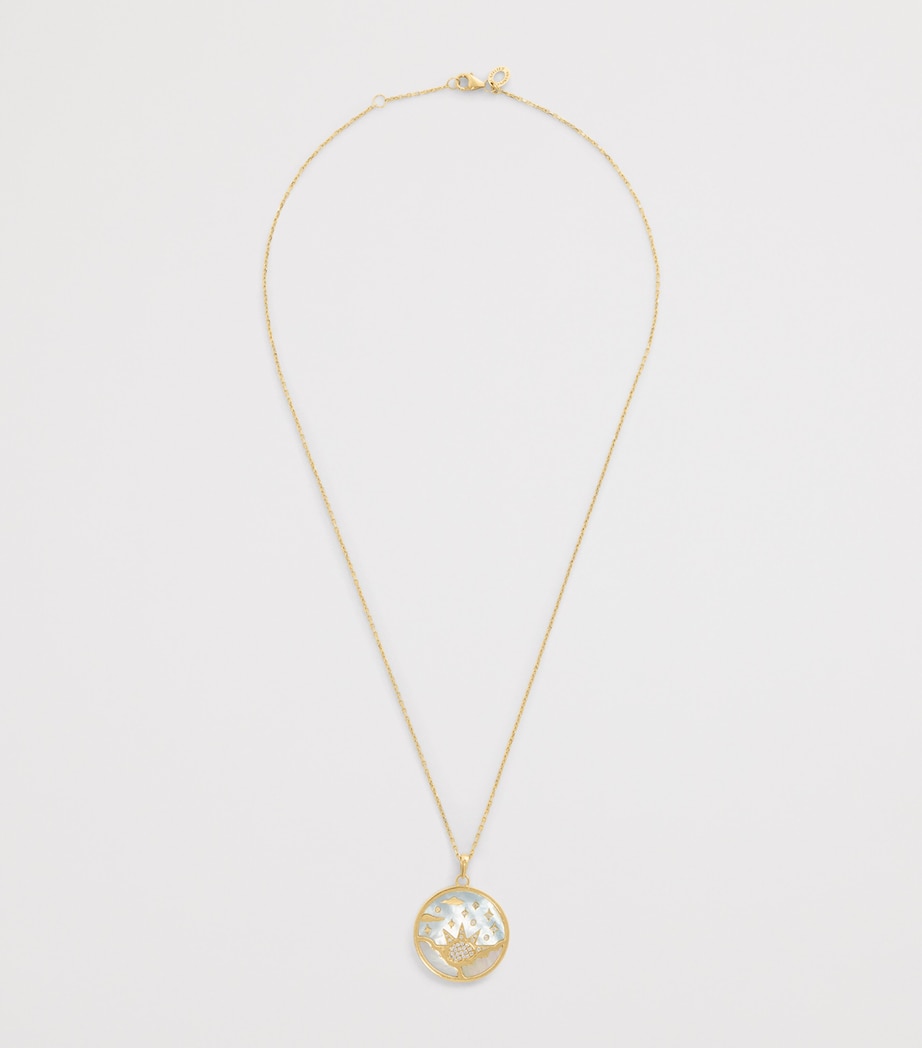 Yellow Gold and Diamond Sunrise Pendant Necklace YELLOW GOLD Image 3