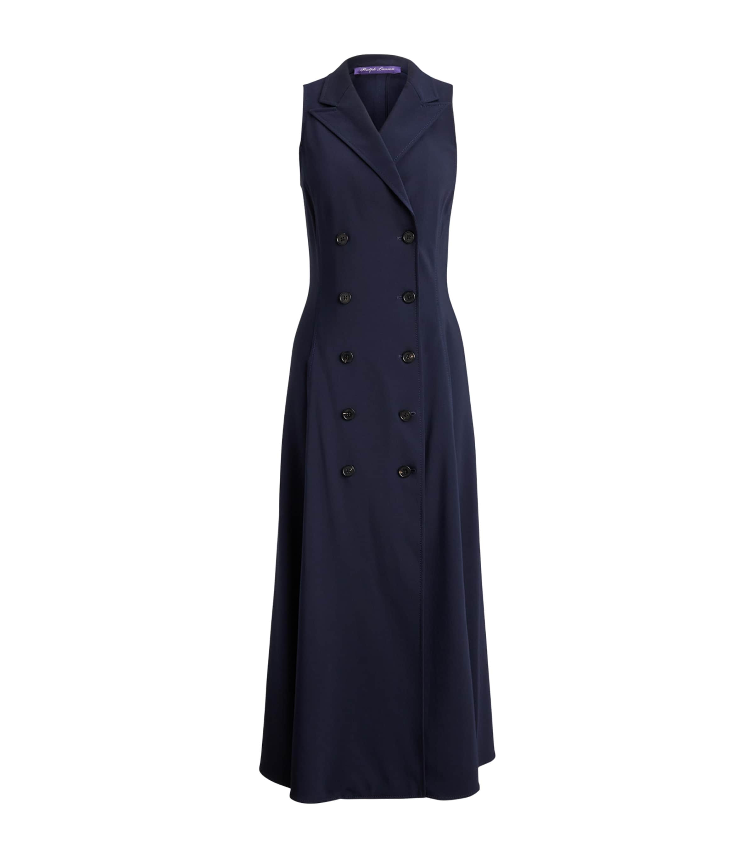 Ralph Lauren Collection Womens Cotton-Blend Alecia Midi Dress Navy Image 1