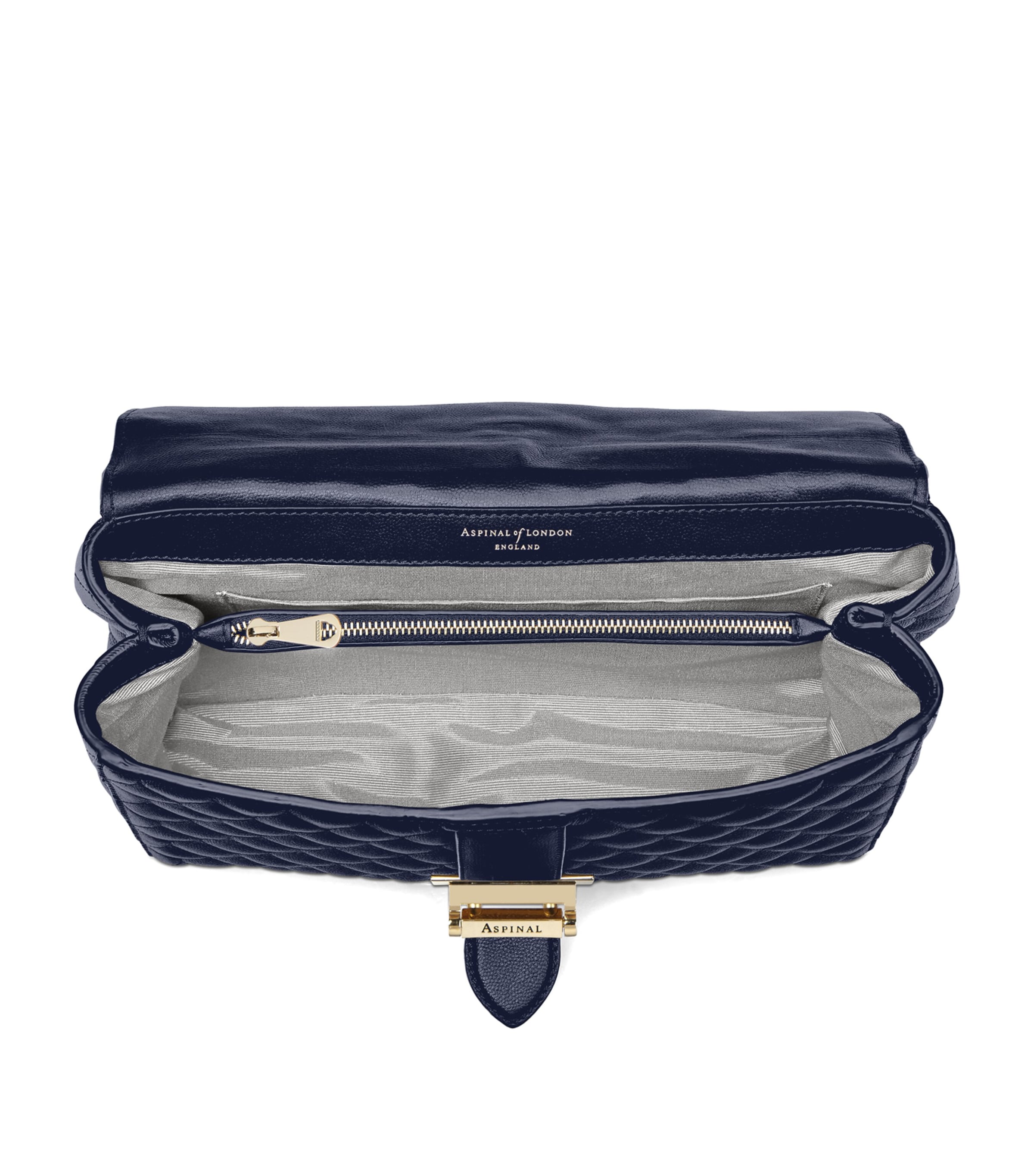 Aspinal Of London Large Leather Lottie Cross-Body Bag Navy Image 2