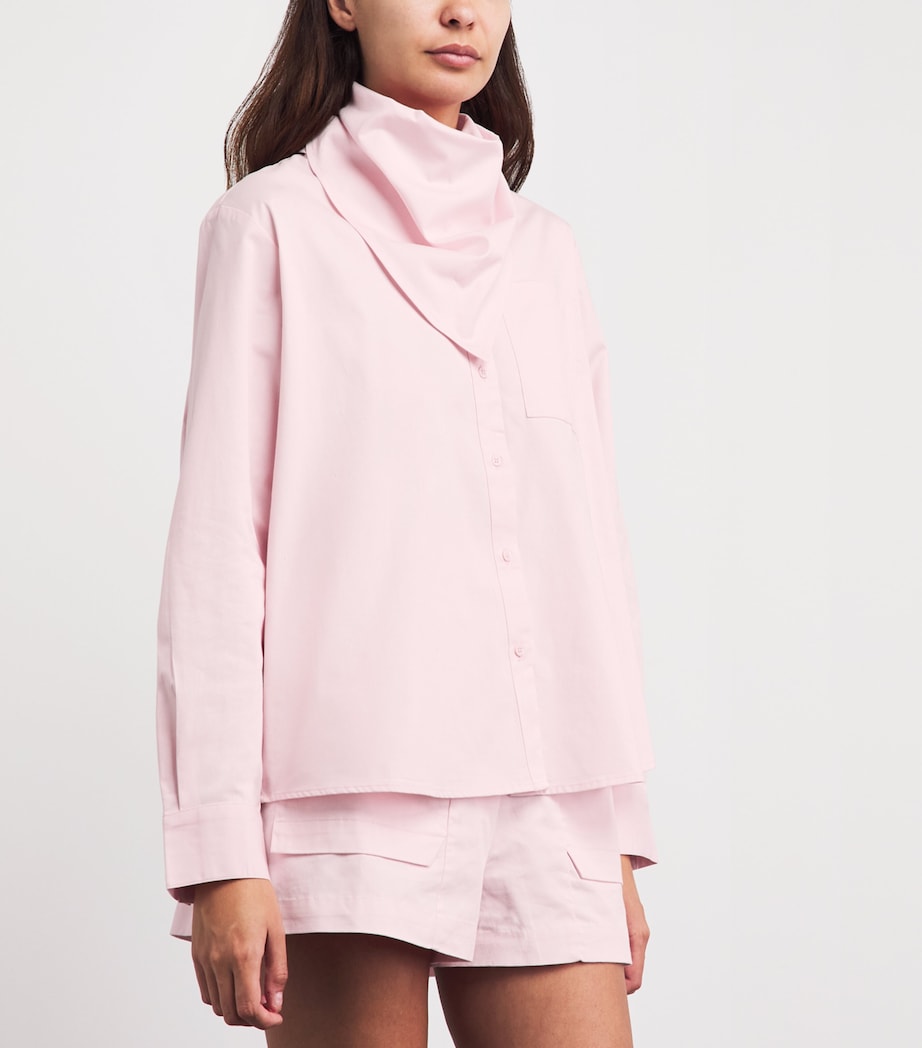 Maje Womens Cotton Scarf-Detail Shirt Pink Image 4