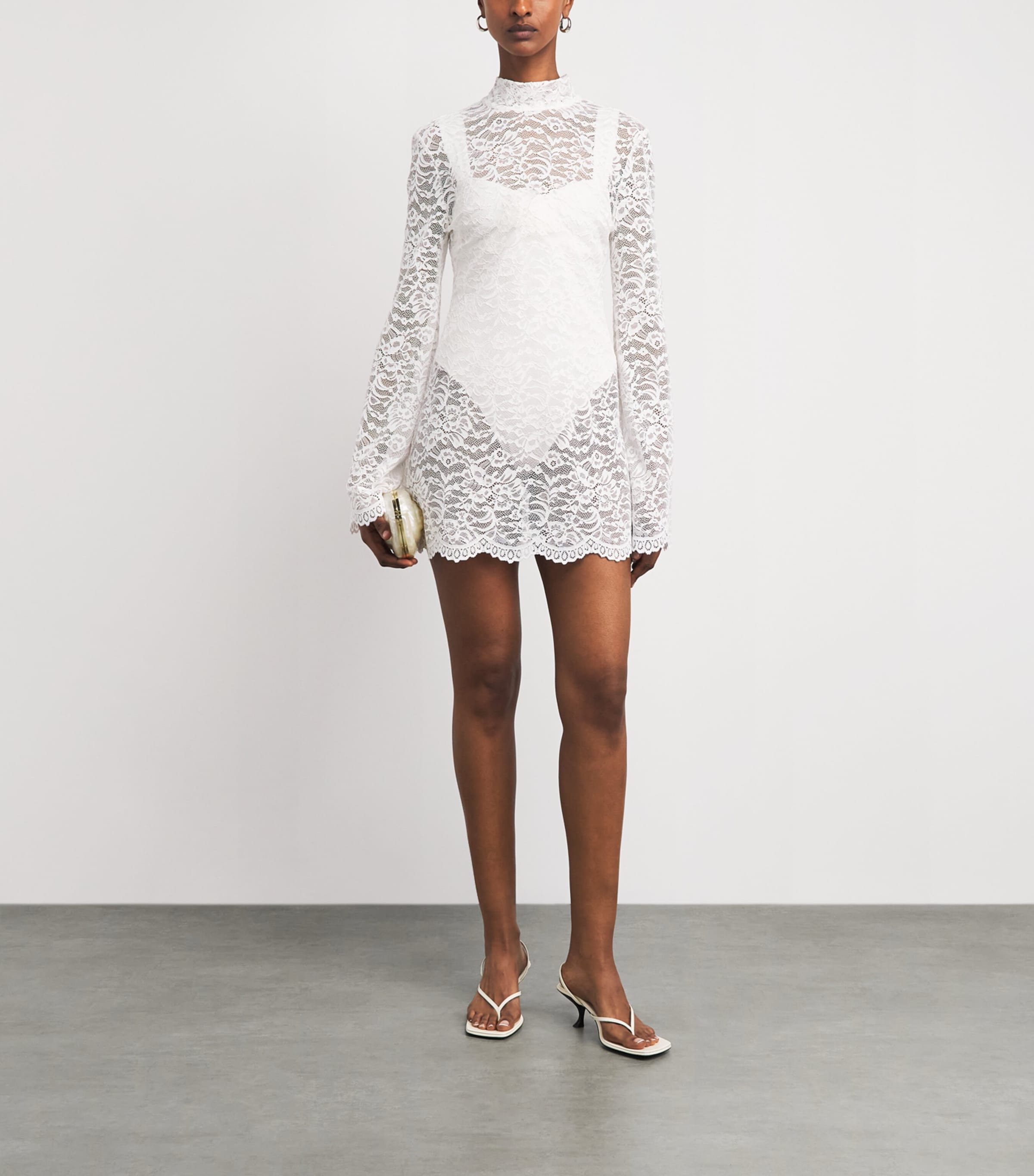 AWAY THAT DAY Womens Lace Pantelleria Mini Dress Bridal White Image 2