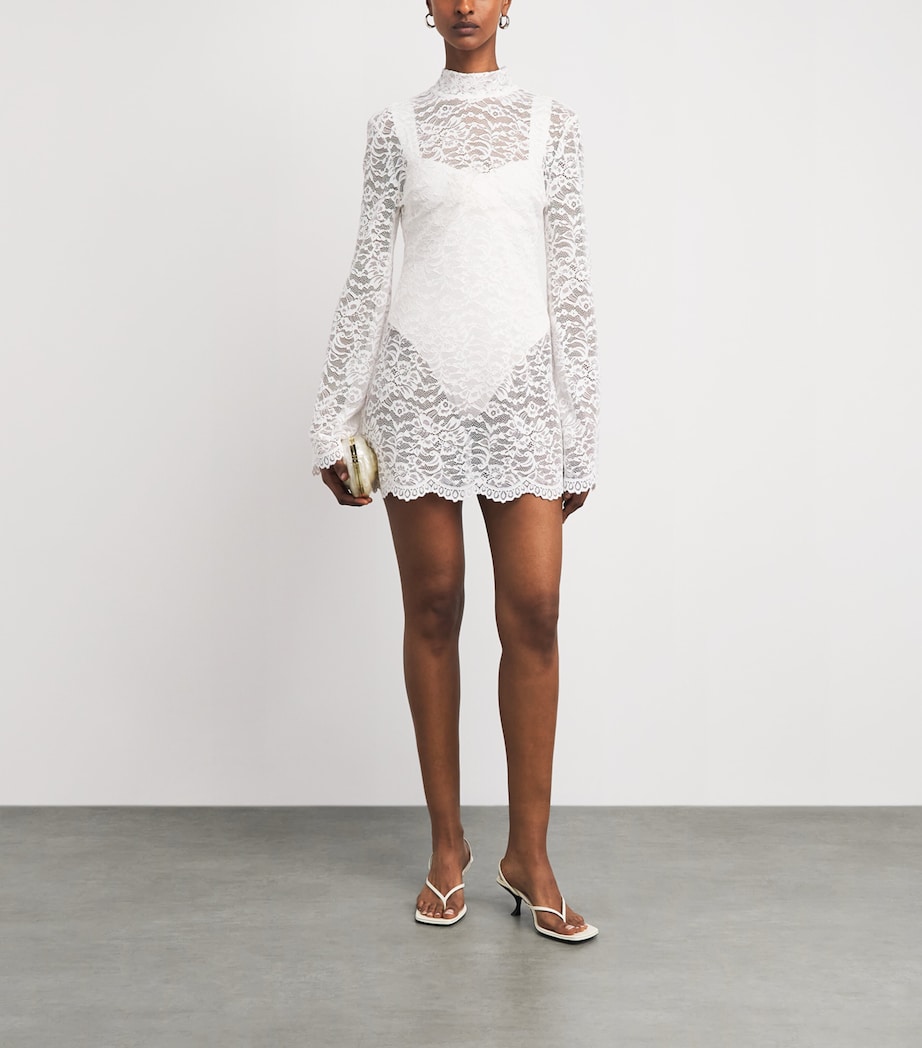 AWAY THAT DAY Womens Lace Pantelleria Mini Dress Bridal White Image 2