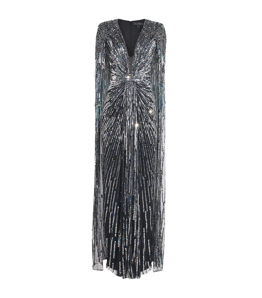 Jenny Packham Womens Gold Rush Cape Gown Liquorice Bding Image 1